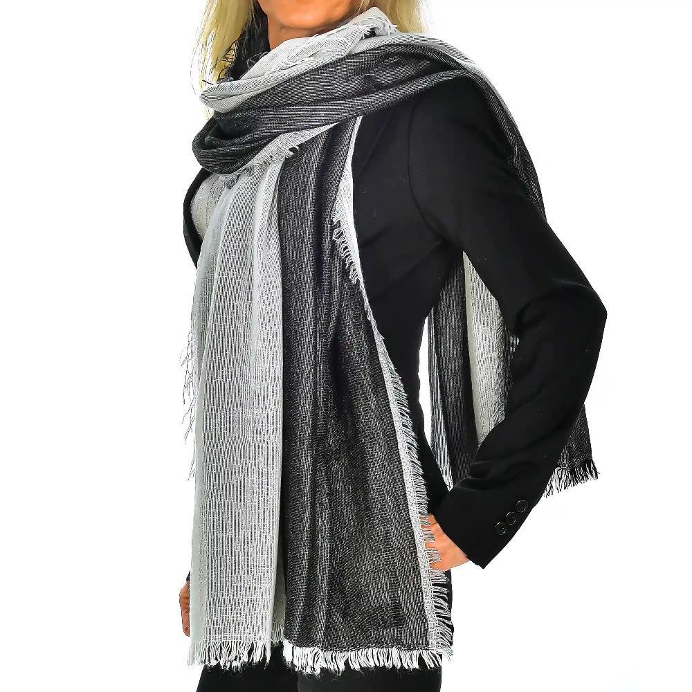 Firenze artegiani Fular bufanda bicolor doble solapa modal y lana. Made in Italy Última moda