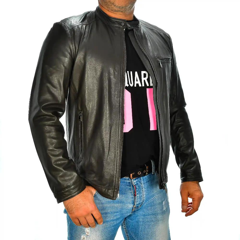 Firenze artegiani Chaqueta de hombre de piel auténtica Descuento por venta flash
