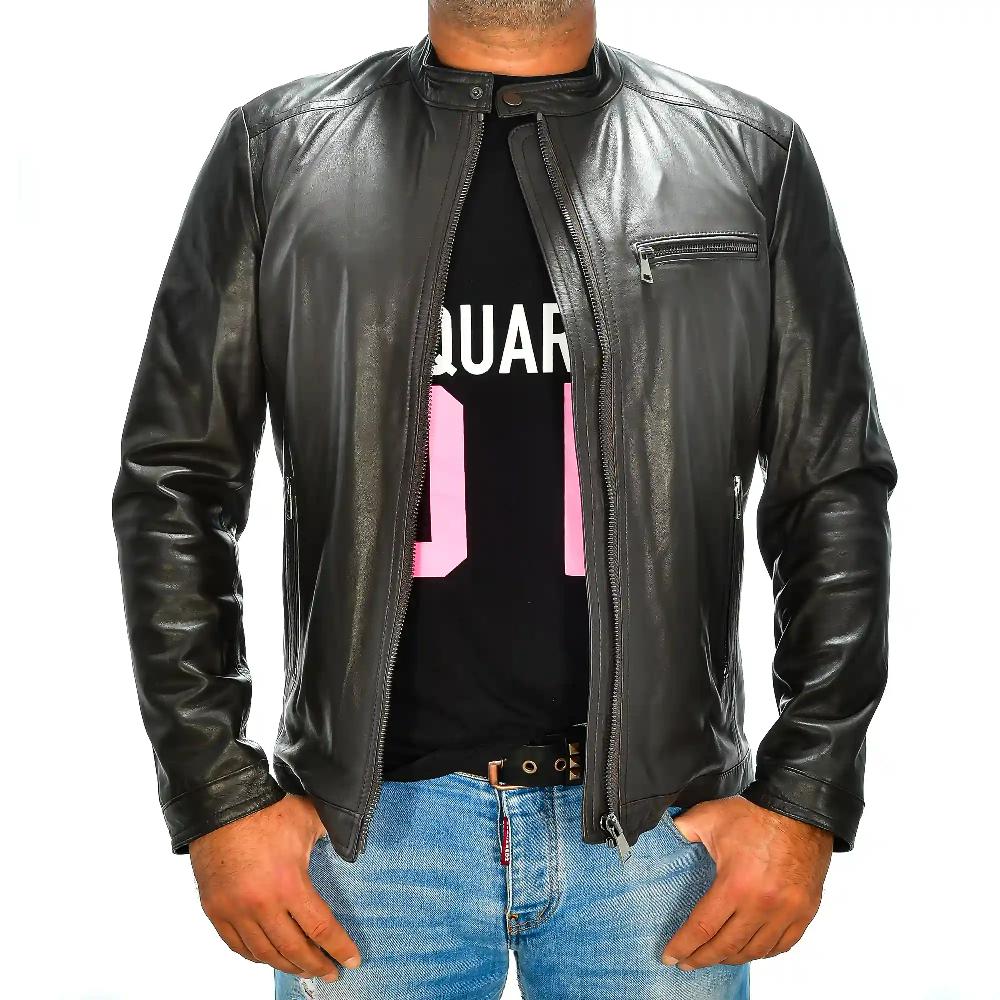 Firenze artegiani Chaqueta de hombre de piel auténtica Descuento por venta flash