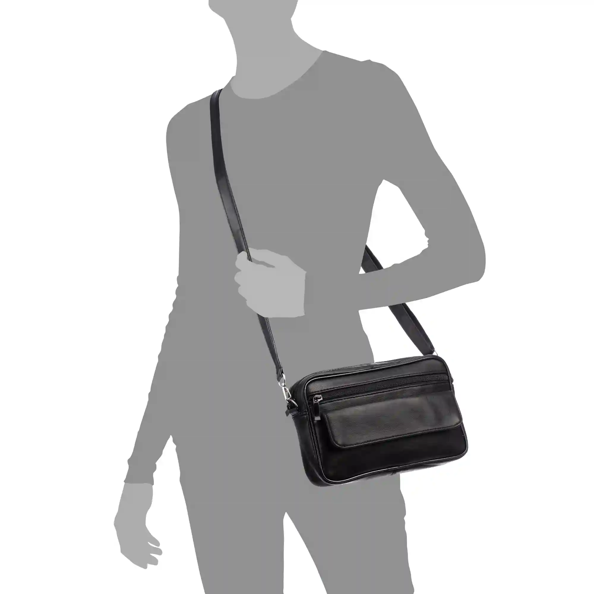 Firenze artegiani Atri bolso bandolera con 4 compartimentos de piel Dollaro Outlet