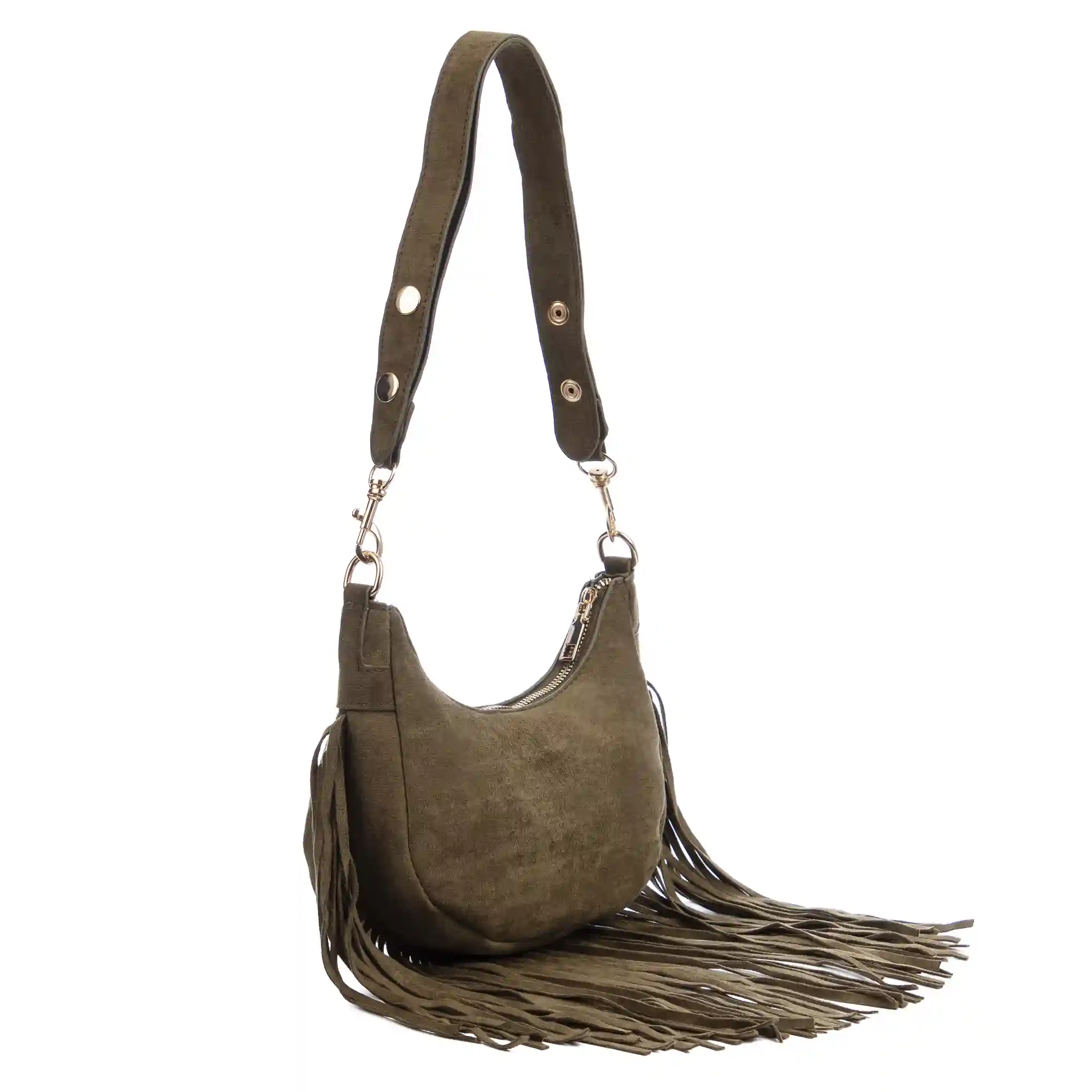 Firenze artegiani Ateleta bolso bandolera de piel auténtica gamuza con flecos Rebajas