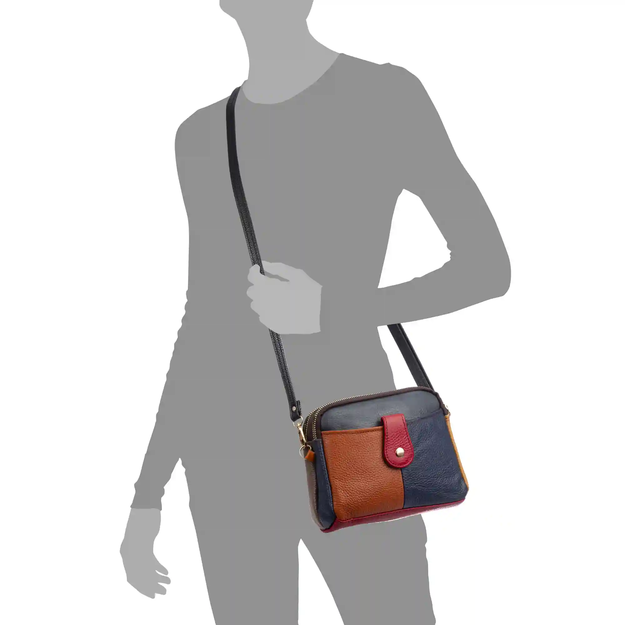 Firenze artegiani Attigliano bolso bandolera en piel auténtica Dollaro. Colores combinados aleatorios Ofertas