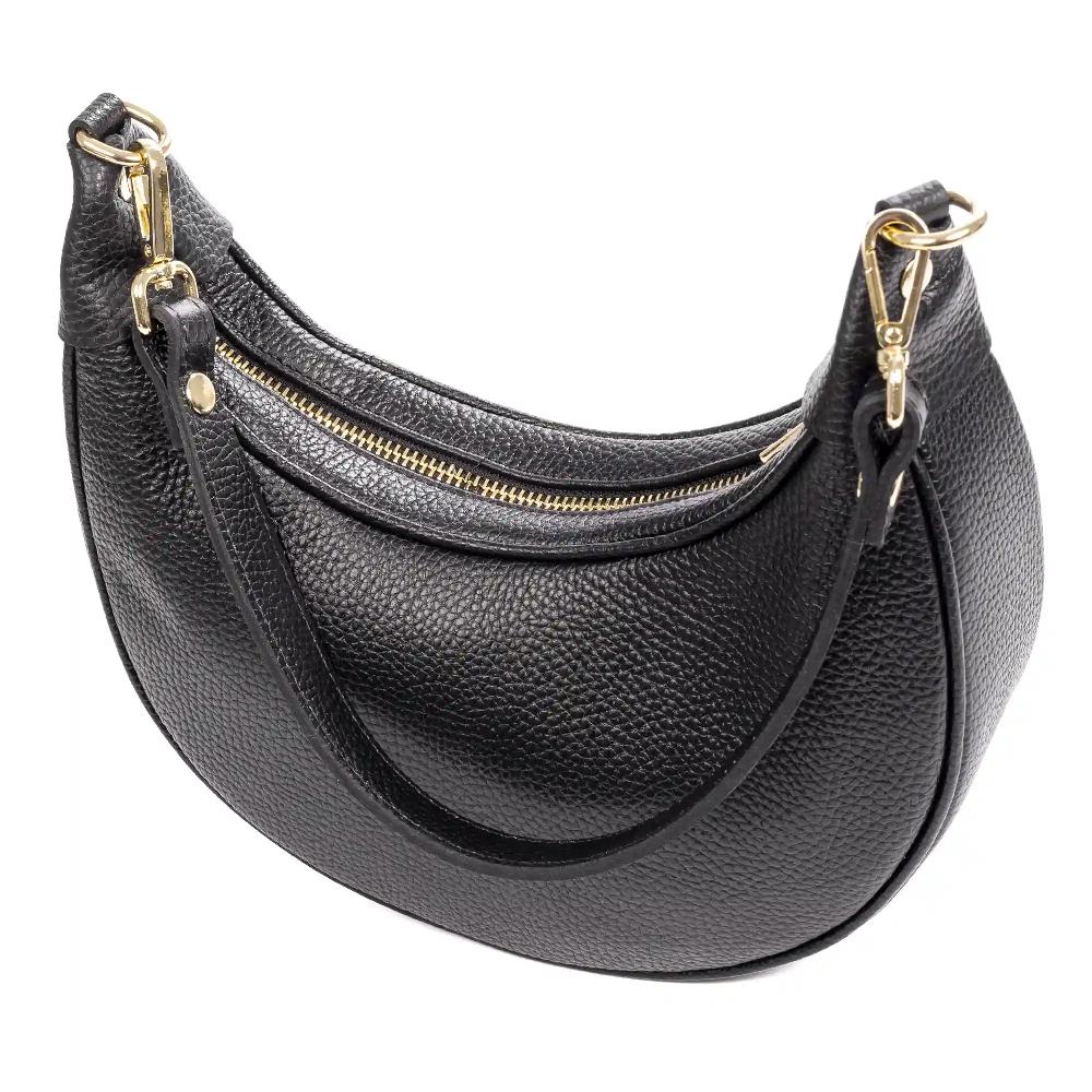 Firenze artegiani Asís bolso bandolera y mano de piel auténtica acabado dollaro con diseño en media luna En oferta