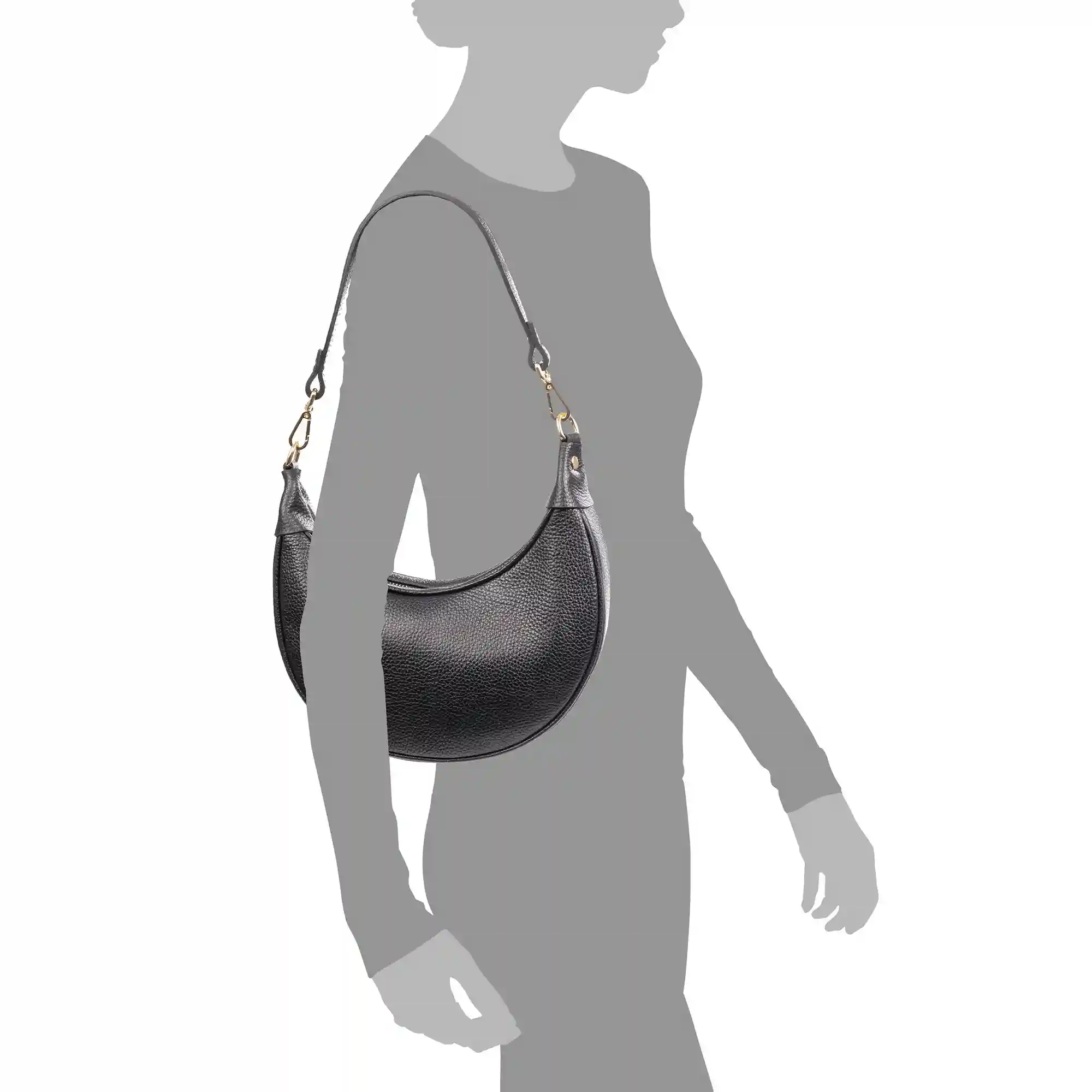 Firenze artegiani Asís bolso bandolera y mano de piel auténtica acabado dollaro con diseño en media luna En oferta