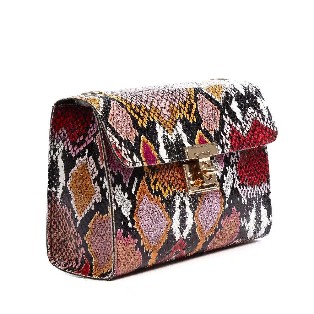 Firenze artegiani Foglio bolso bandolera mujer. Estampado pitón multicolor Descuento