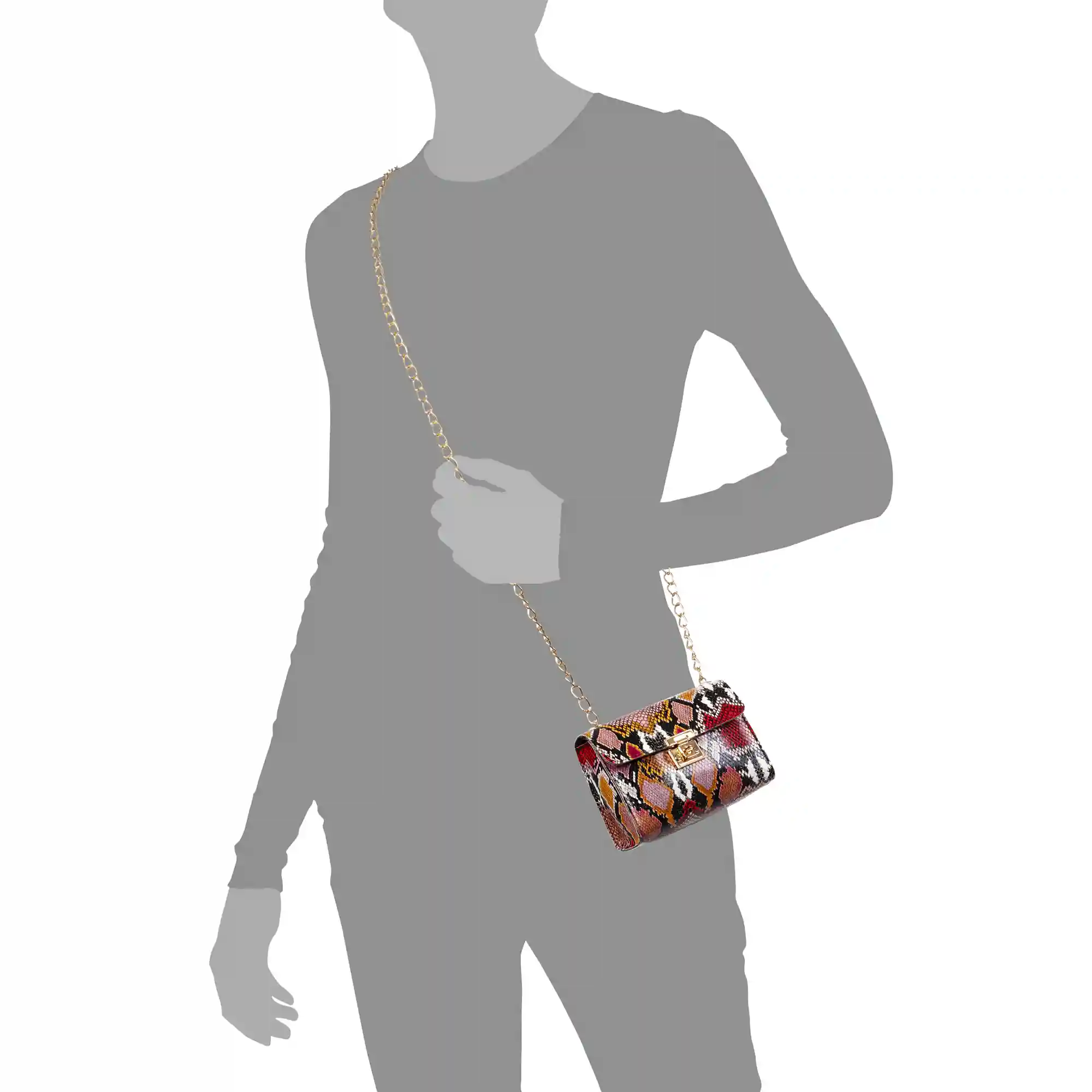 Firenze artegiani Foglio bolso bandolera mujer. Estampado pitón multicolor Descuento