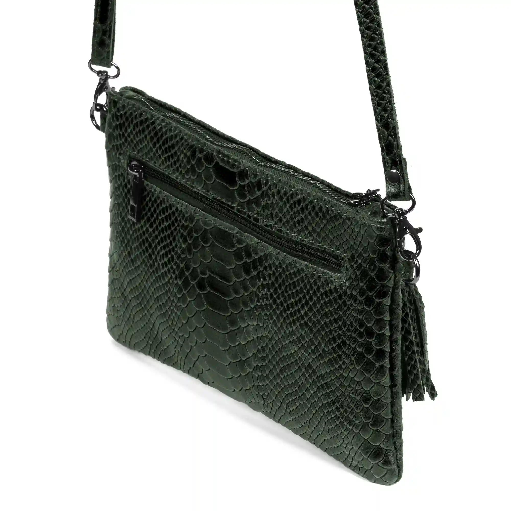 Firenze artegiani Ermine Bolso bandolera Mujer.Piel auténtica Gamuza Grabado Serpiente Tienda