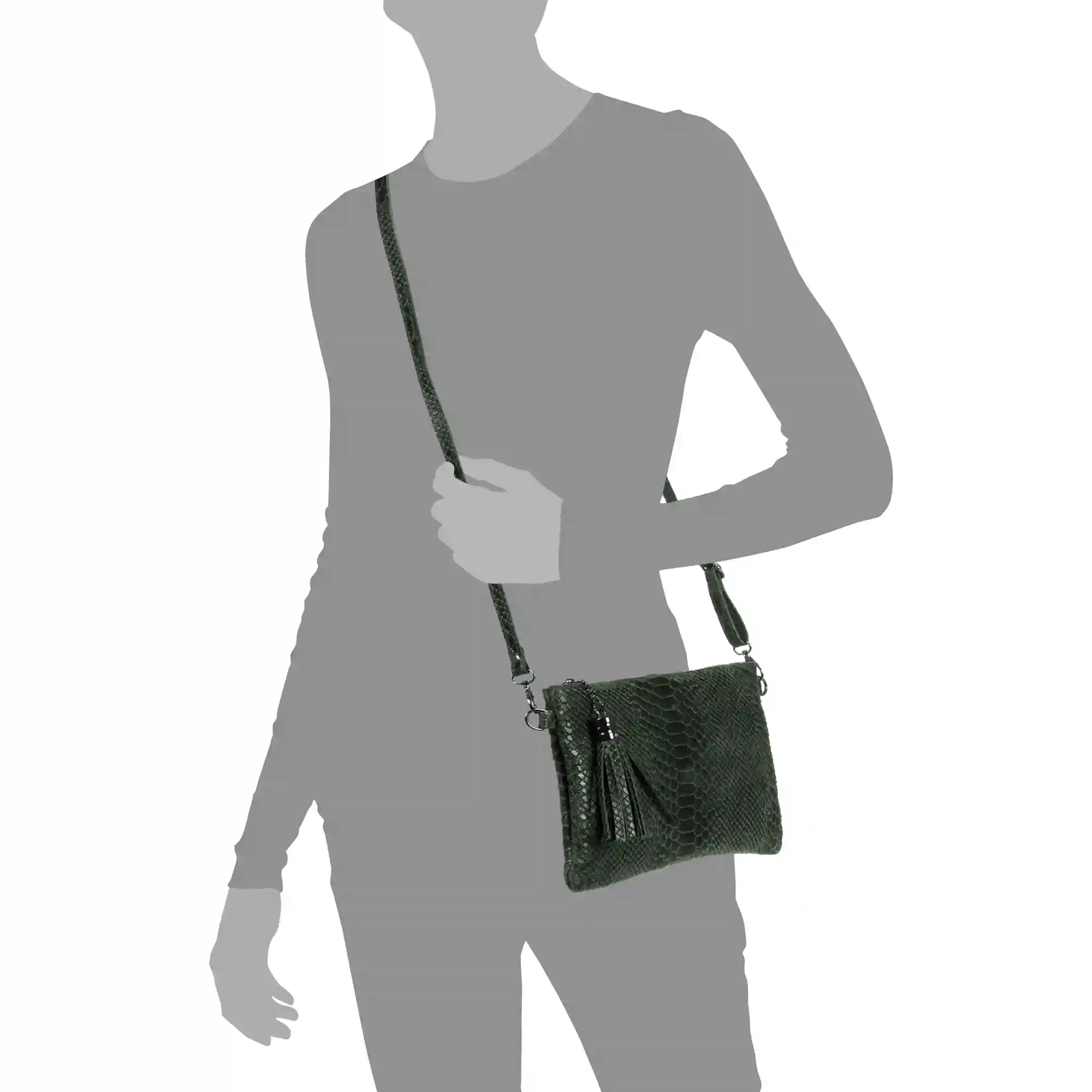Firenze artegiani Ermine Bolso bandolera Mujer.Piel auténtica Gamuza Grabado Serpiente Tienda