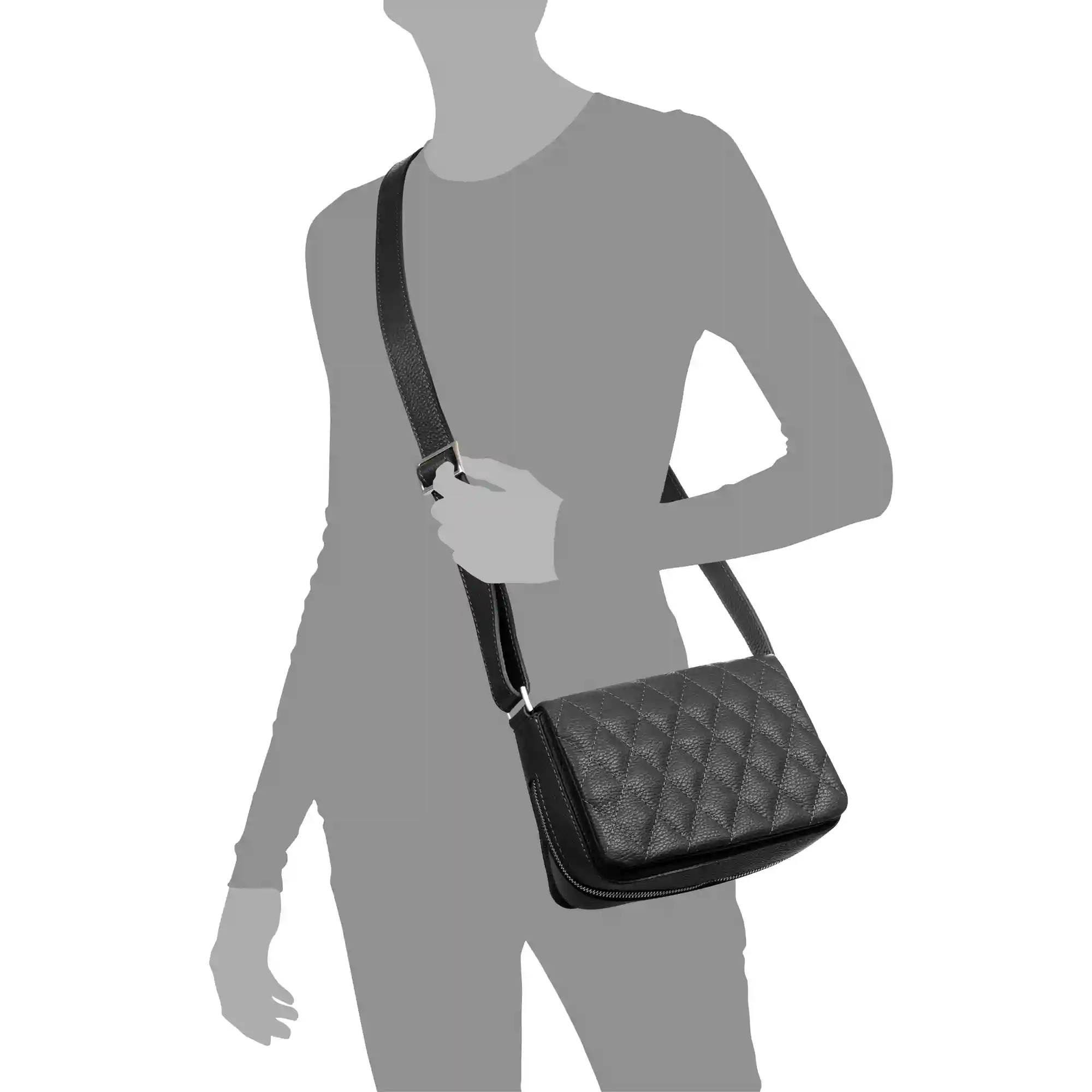 Firenze artegiani Argentera bolso de hombro mujer. Piel auténtica Dollaro con costuras diseño geométrico Rebajas top