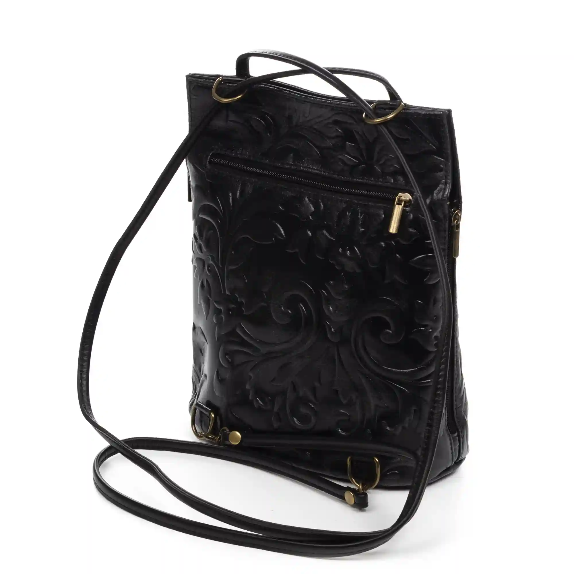 Firenze artegiani Archi bolso de hombro mujer. Piel auténtica acabado Gamuza grabado flores Oferta especial