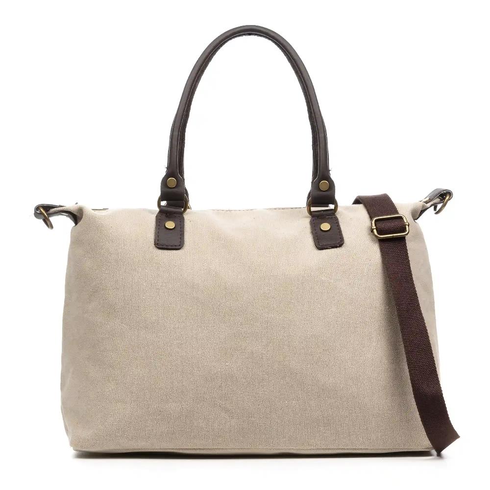 Firenze artegiani Apricena bolso de hombro mujer. Lona premium con asas y detalles en piel auténtica