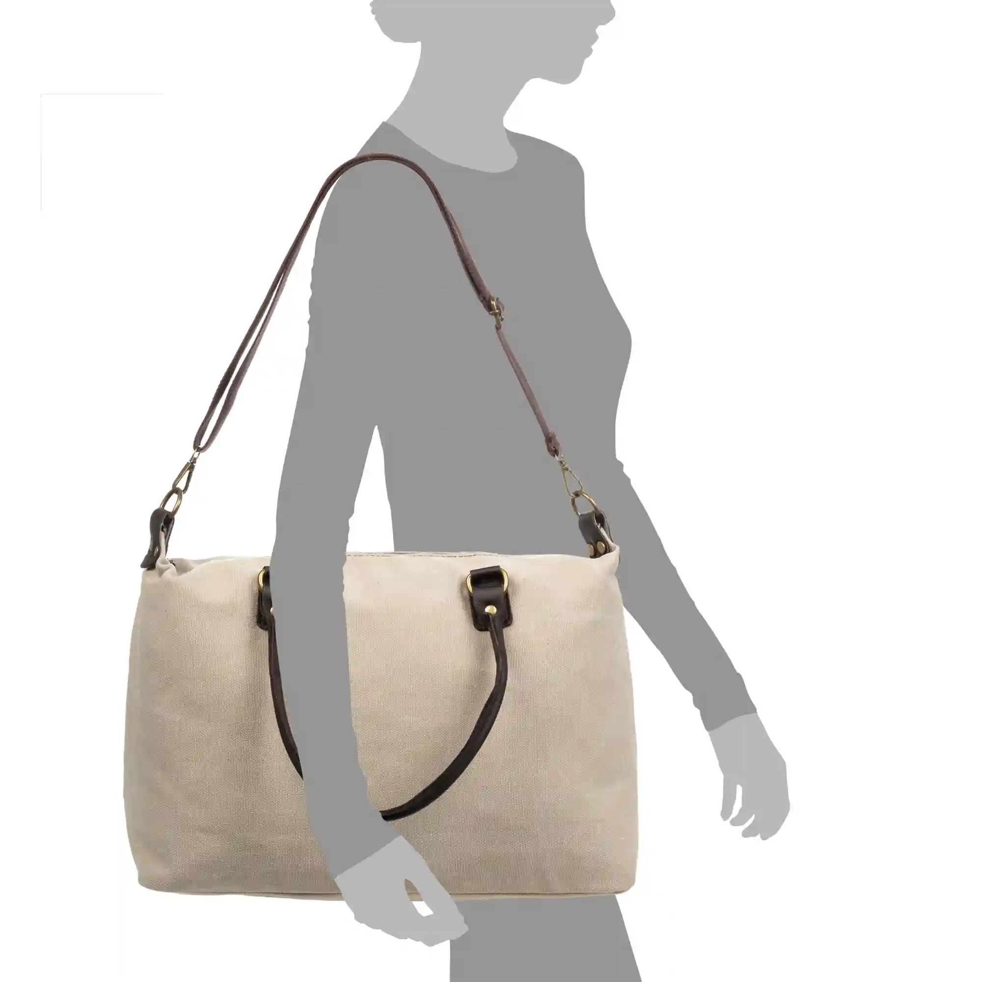 Firenze artegiani Apricena bolso de hombro mujer. Lona premium con asas y detalles en piel auténtica Último día