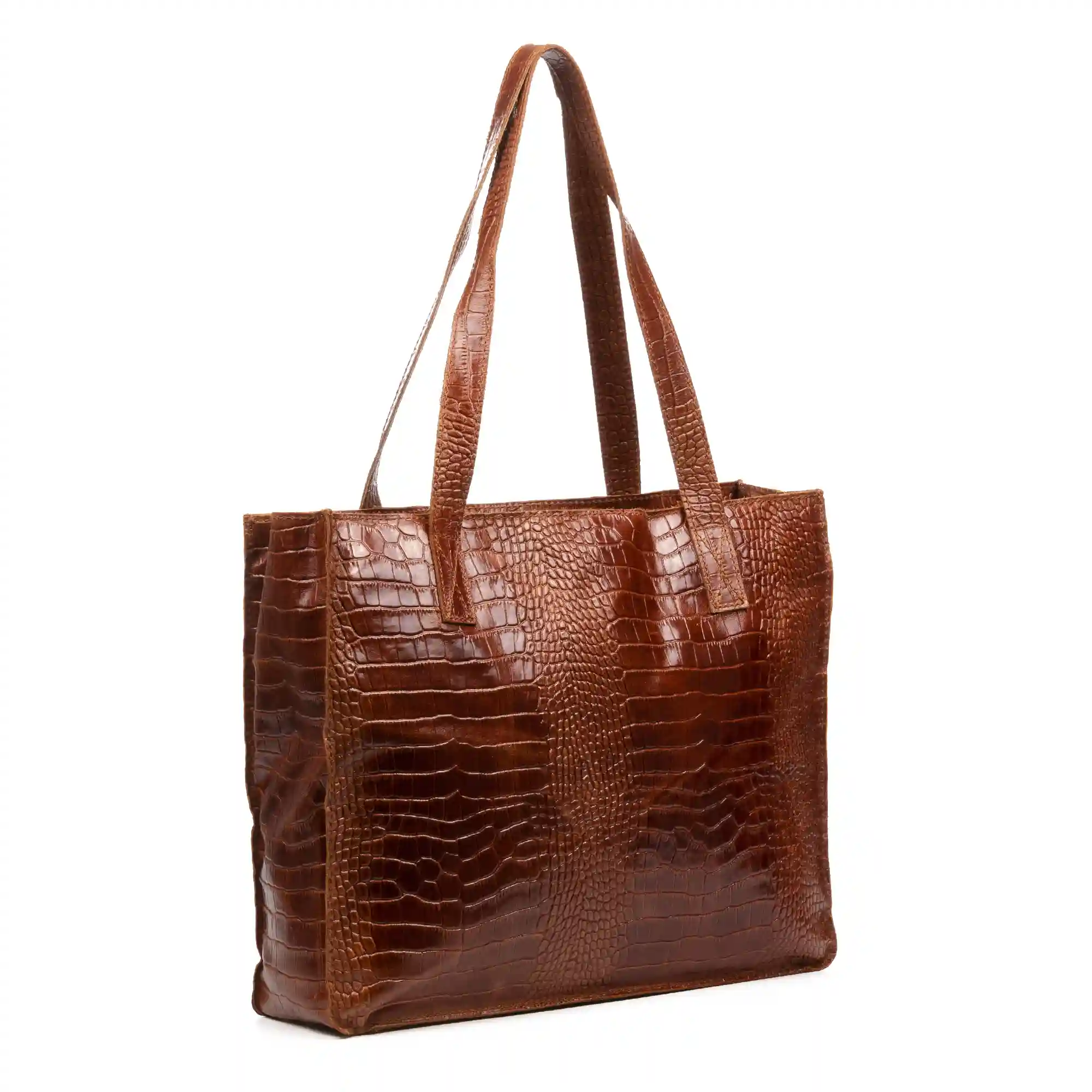 Firenze artegiani Ampezzo bolso de hombro mujer. Piel auténtica Gamuza grabado cocodrilo Oferta especial de fábrica
