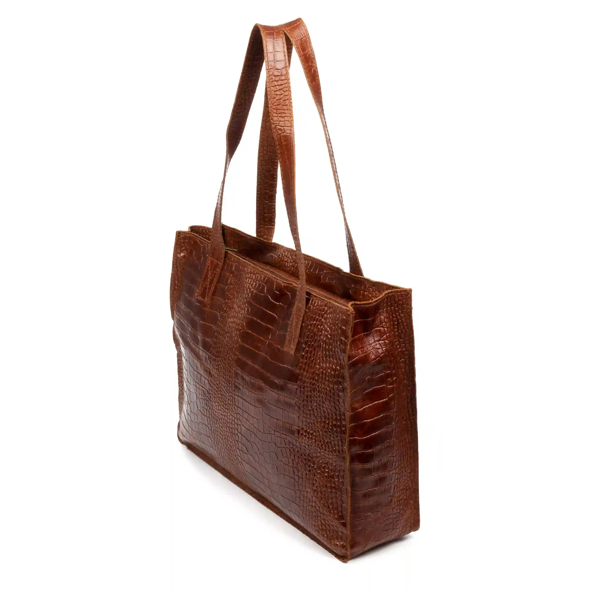 Firenze artegiani Ampezzo bolso de hombro mujer. Piel auténtica Gamuza grabado cocodrilo Oferta especial de fábrica