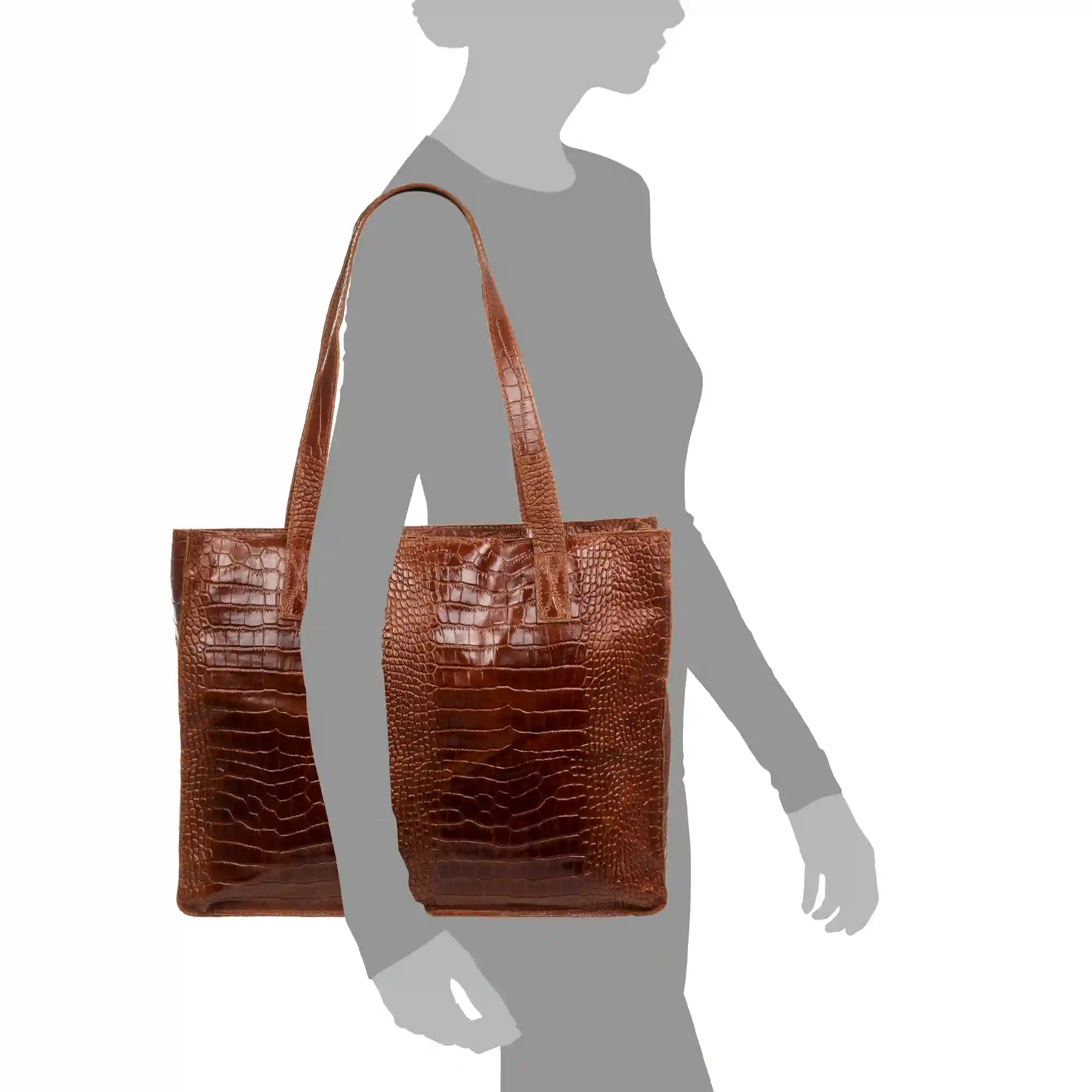 Firenze artegiani Ampezzo bolso de hombro mujer. Piel auténtica Gamuza grabado cocodrilo Oferta especial de fábrica