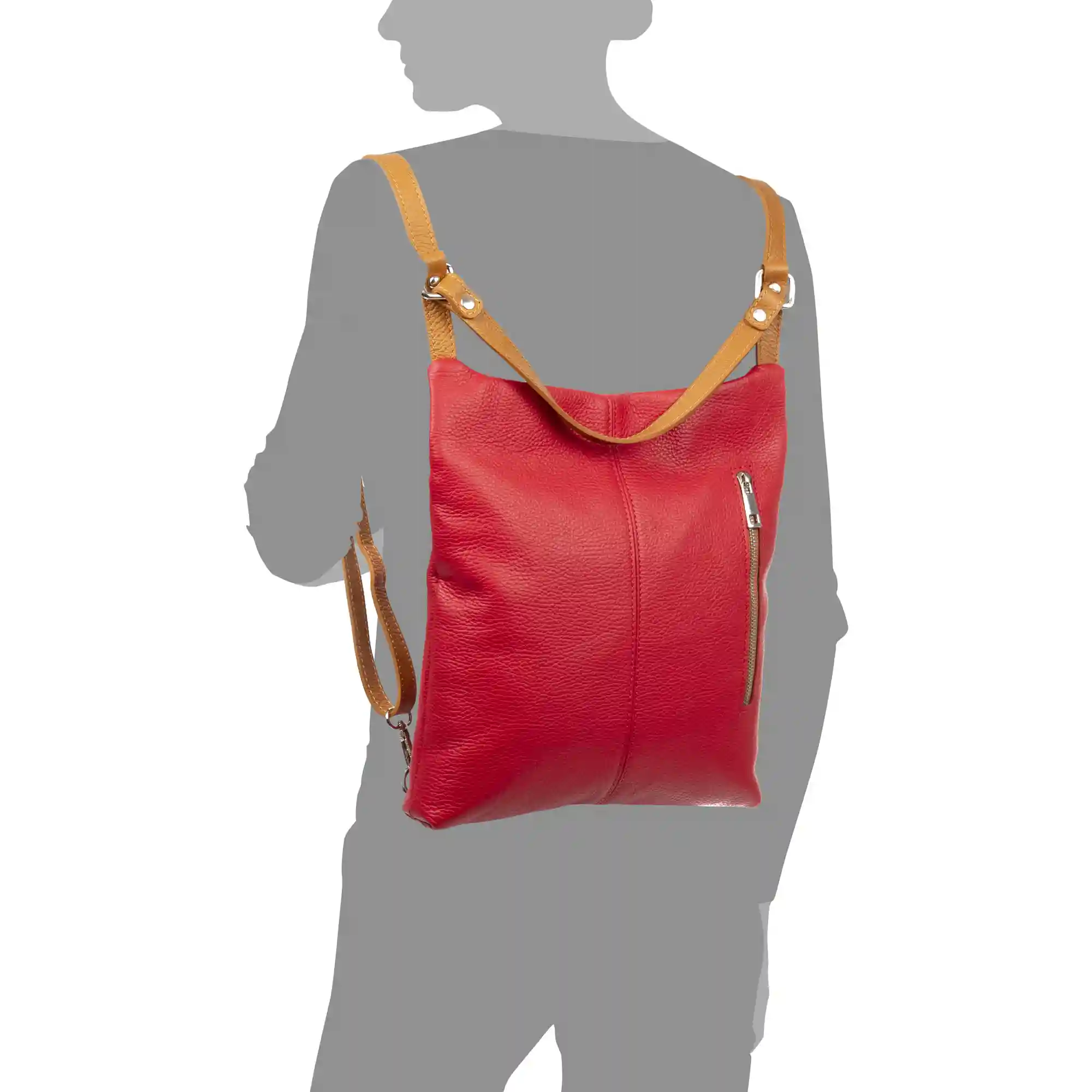 Firenze artegiani Alto bolso mochila y bolso de hombro mujer. Piel auténtica Dollaro Outlet