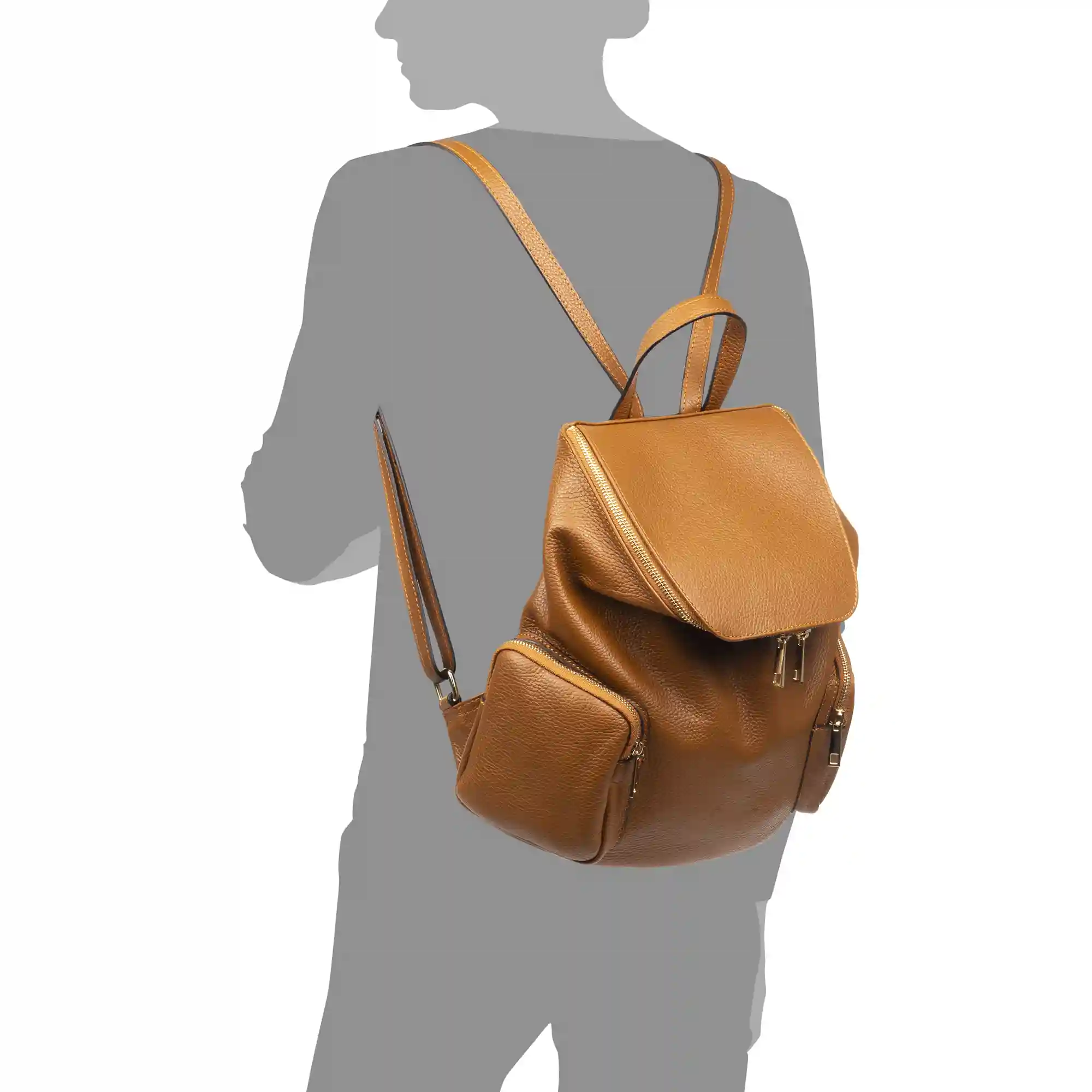 Firenze artegiani Agnosine Bolso Mochila mujer. Piel auténtica Dollaro En oferta