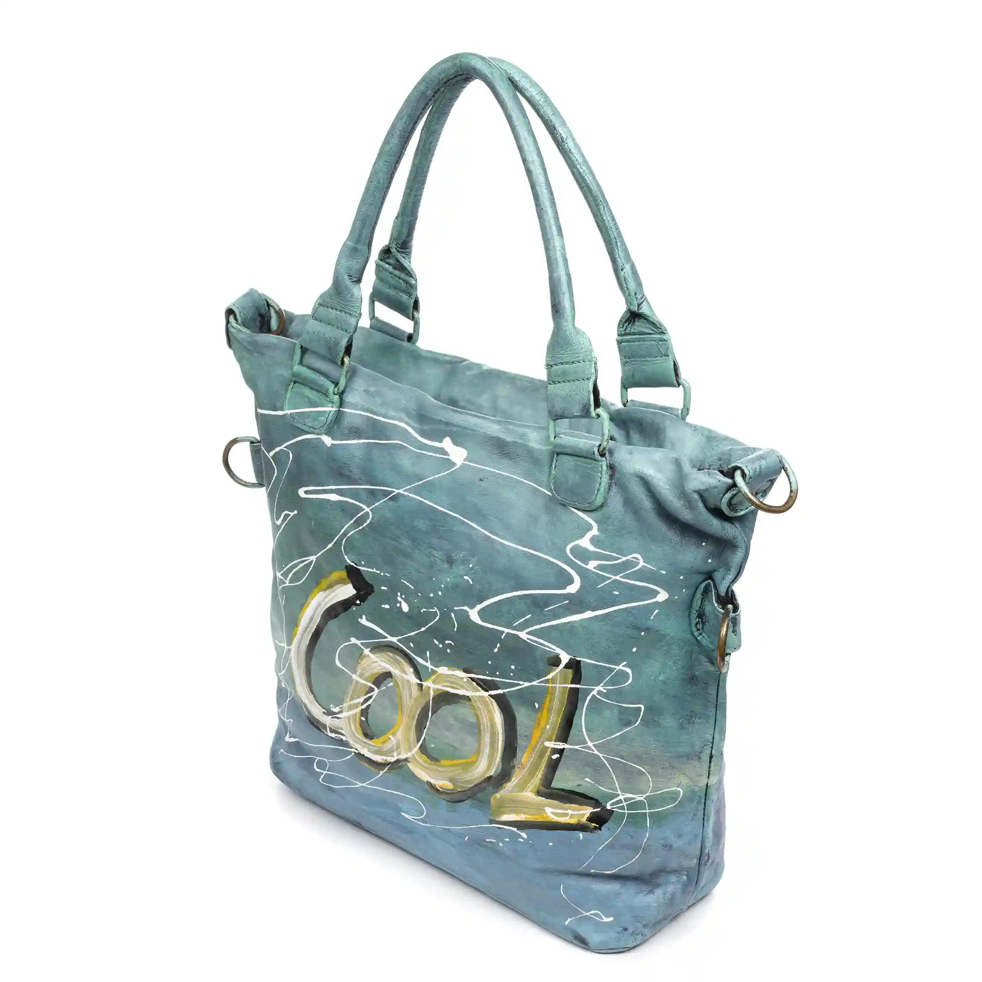 Firenze artegiani Anterivo bolso shopper mujer. Piel auténtica acabado Sauvage pintado a mano Envío gratis