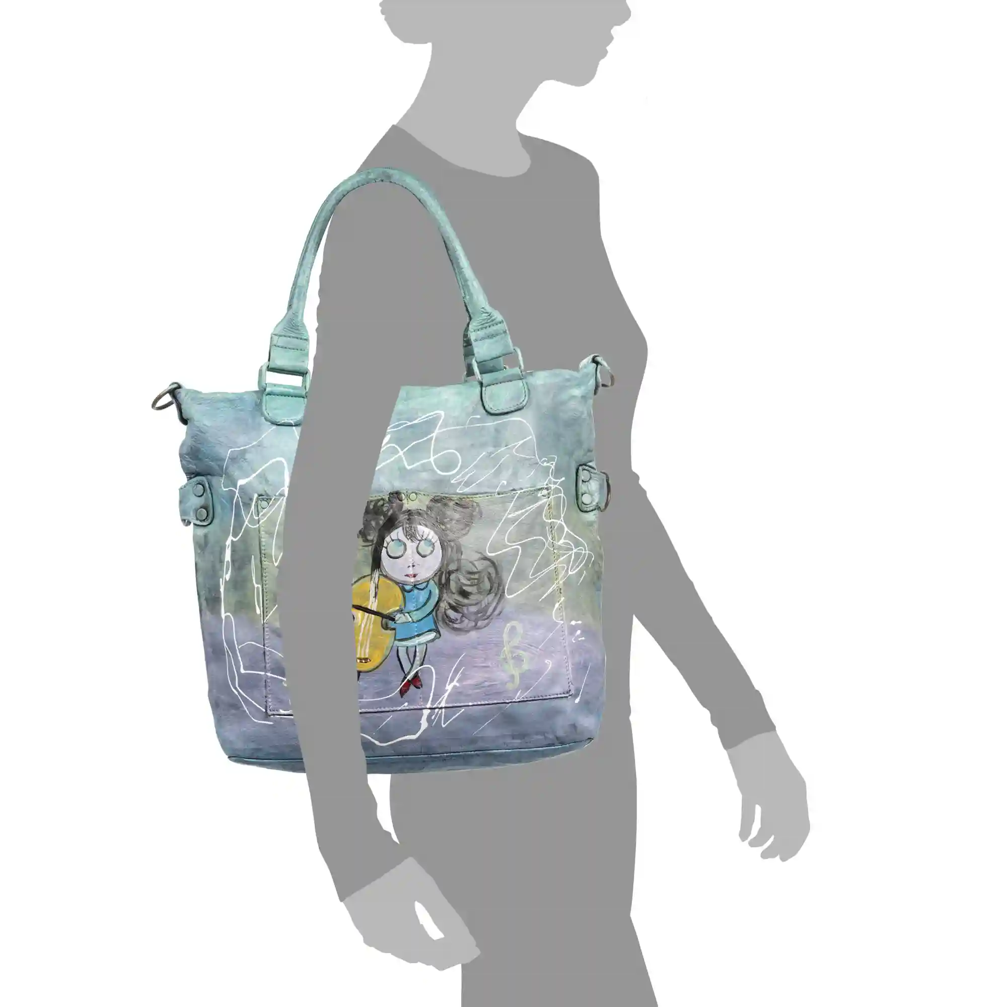 Firenze artegiani Anterivo bolso shopper mujer. Piel auténtica acabado Sauvage pintado a mano Envío gratis