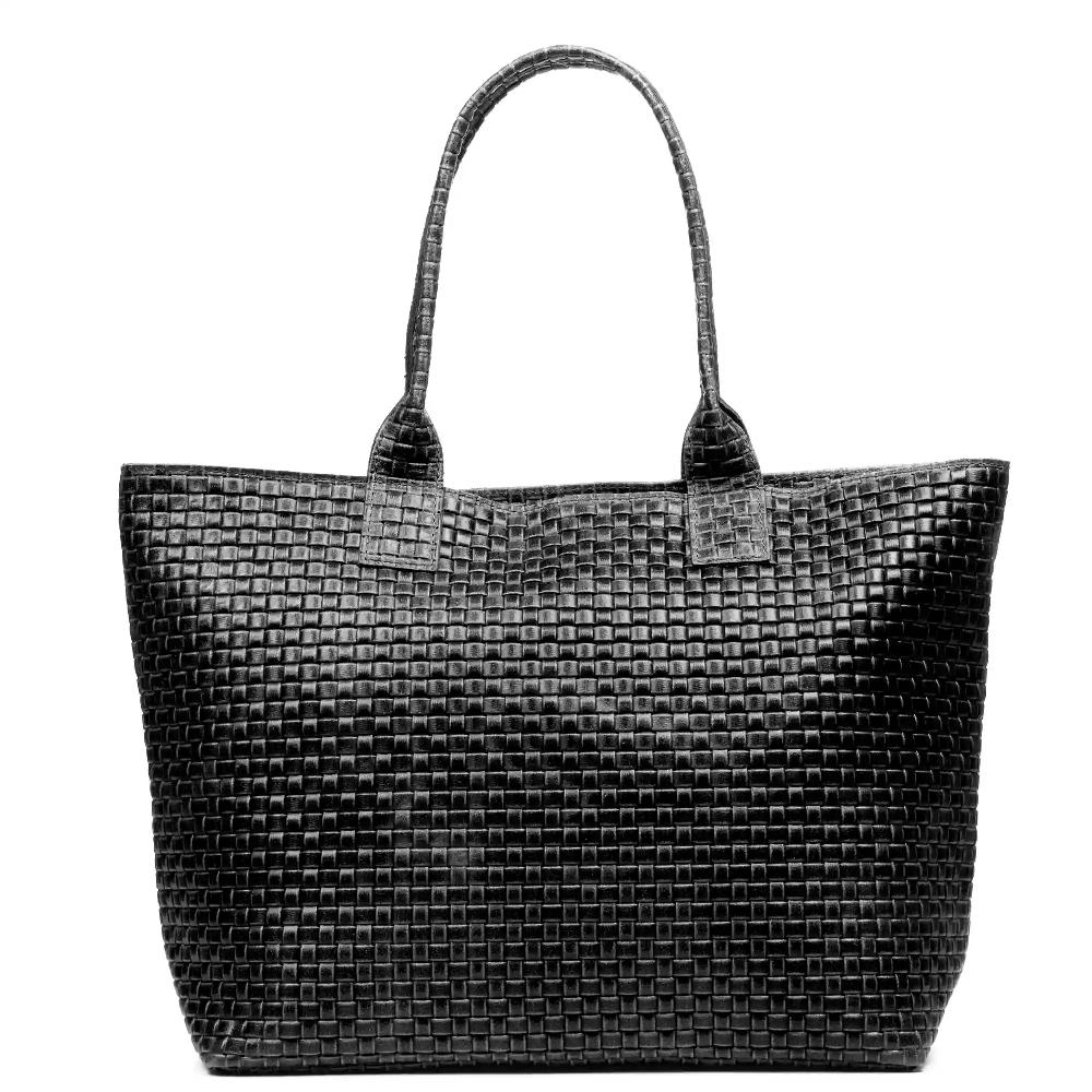 Firenze artegiani Albisola bolso de hombro de mujer. Piel auténtica acabado Gamuza grabado entrelazado