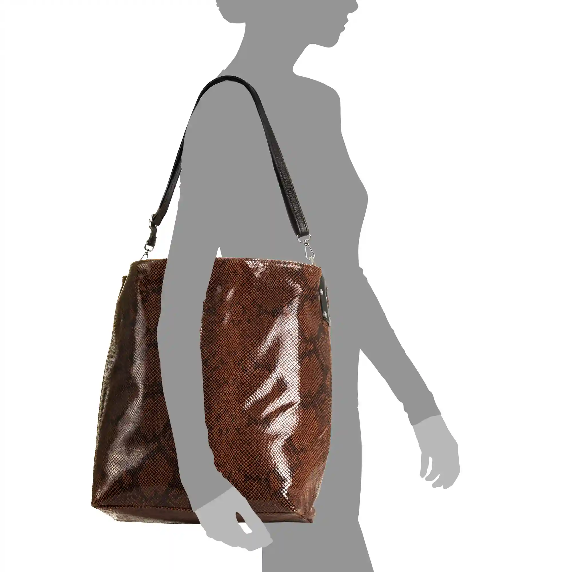 Firenze artegiani Alagna Bolso Shopper Mujer.Piel auténtica Gamuza Estampado Serpiente Promoción por tiempo limitado
