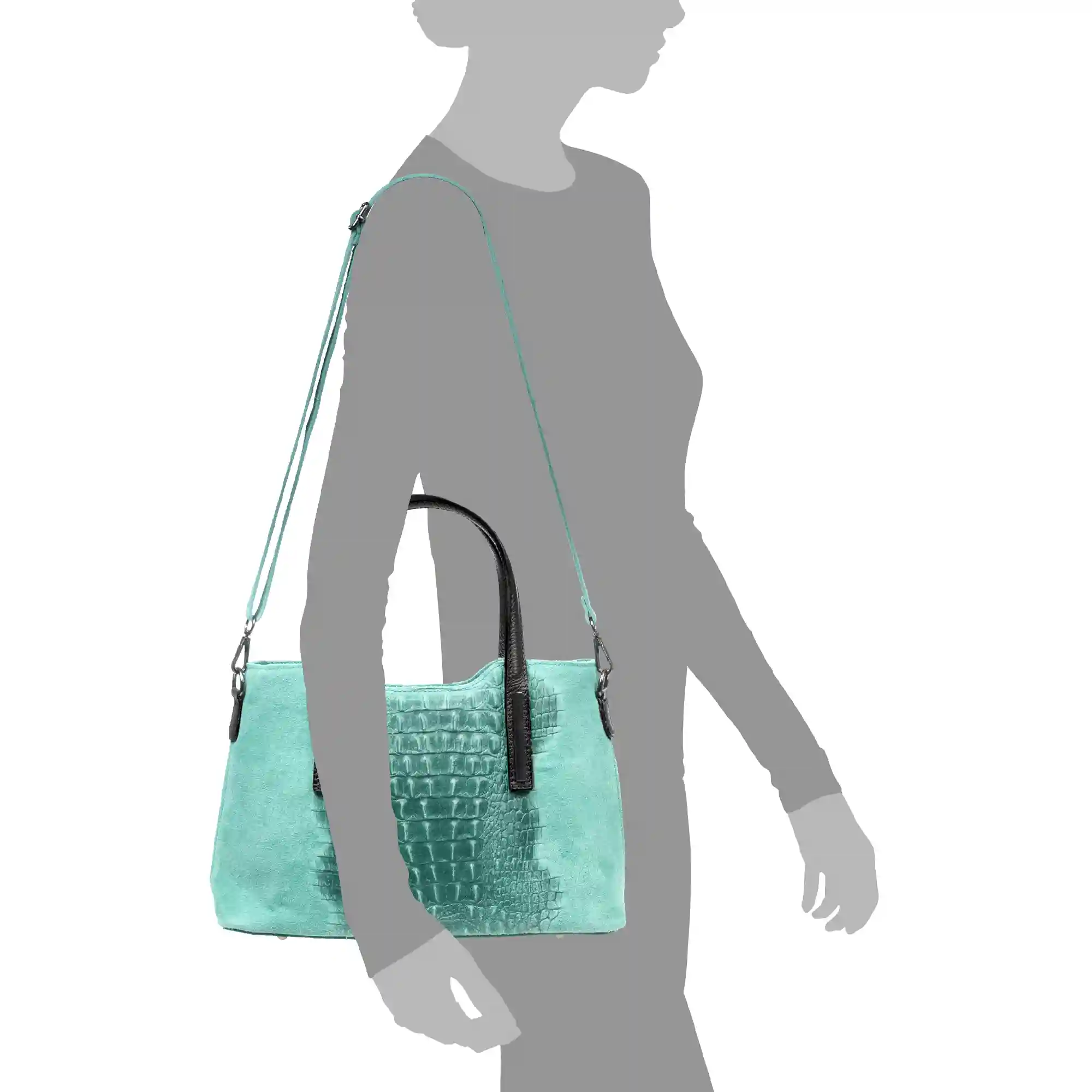 Firenze artegiani Fiesole bolso tote Mujer. Piel auténtica Gamuza Grabado Cocodrilo Ofertas especiales