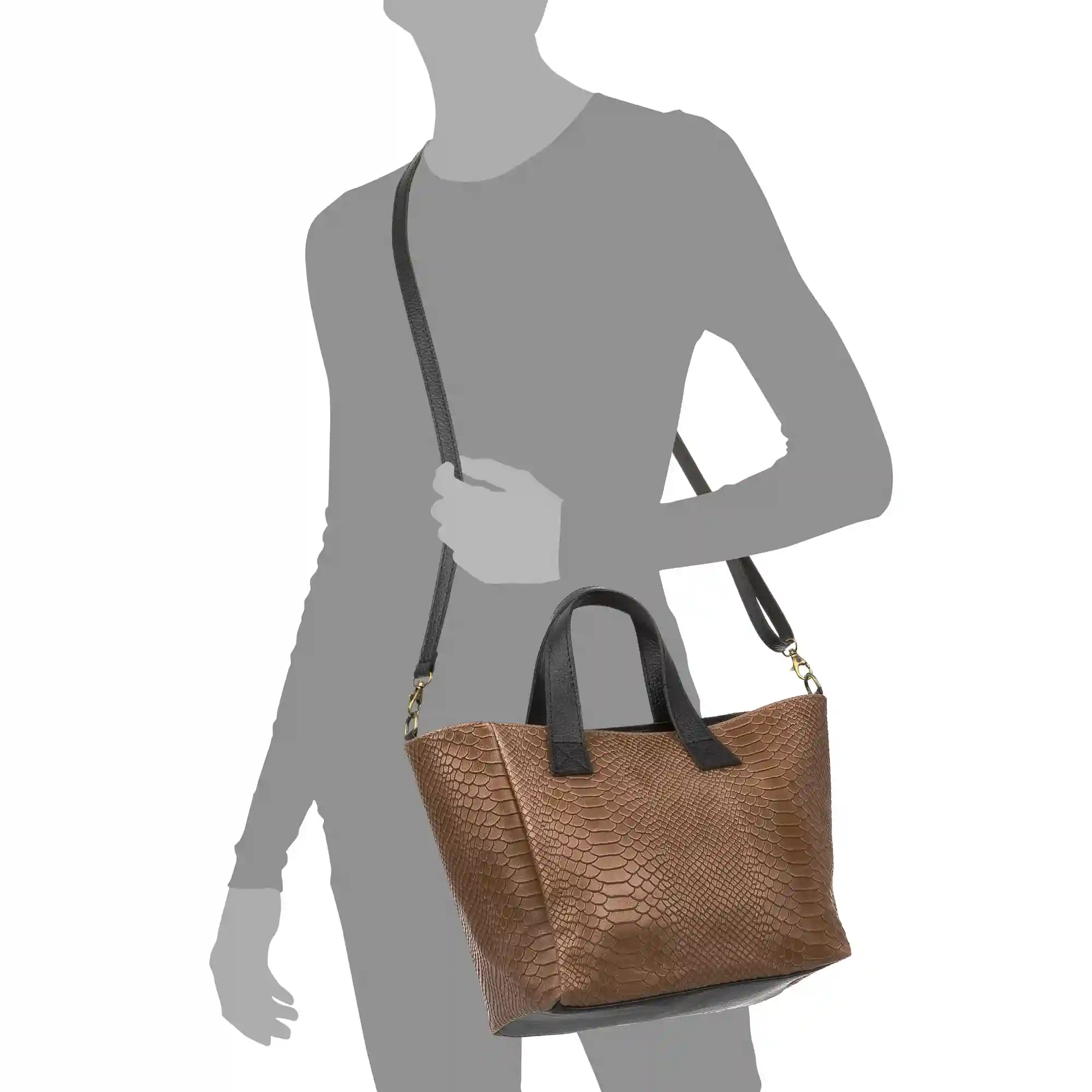 Firenze artegiani Cassandra bolso tote mujer. Piel auténtica Gamuza grabado serpiente Grandes ahorros