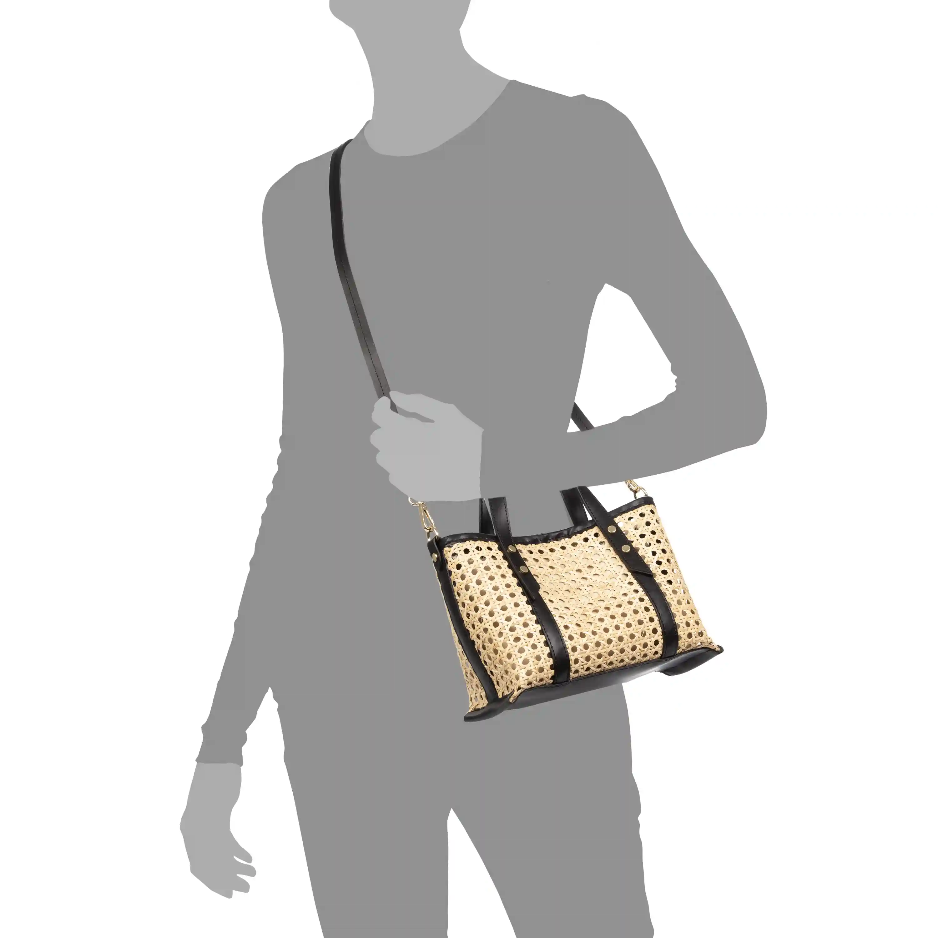 Firenze artegiani Apollosa bolso Tote mujer. Piel auténtica combinada con cáñamo Precio ultrabajo