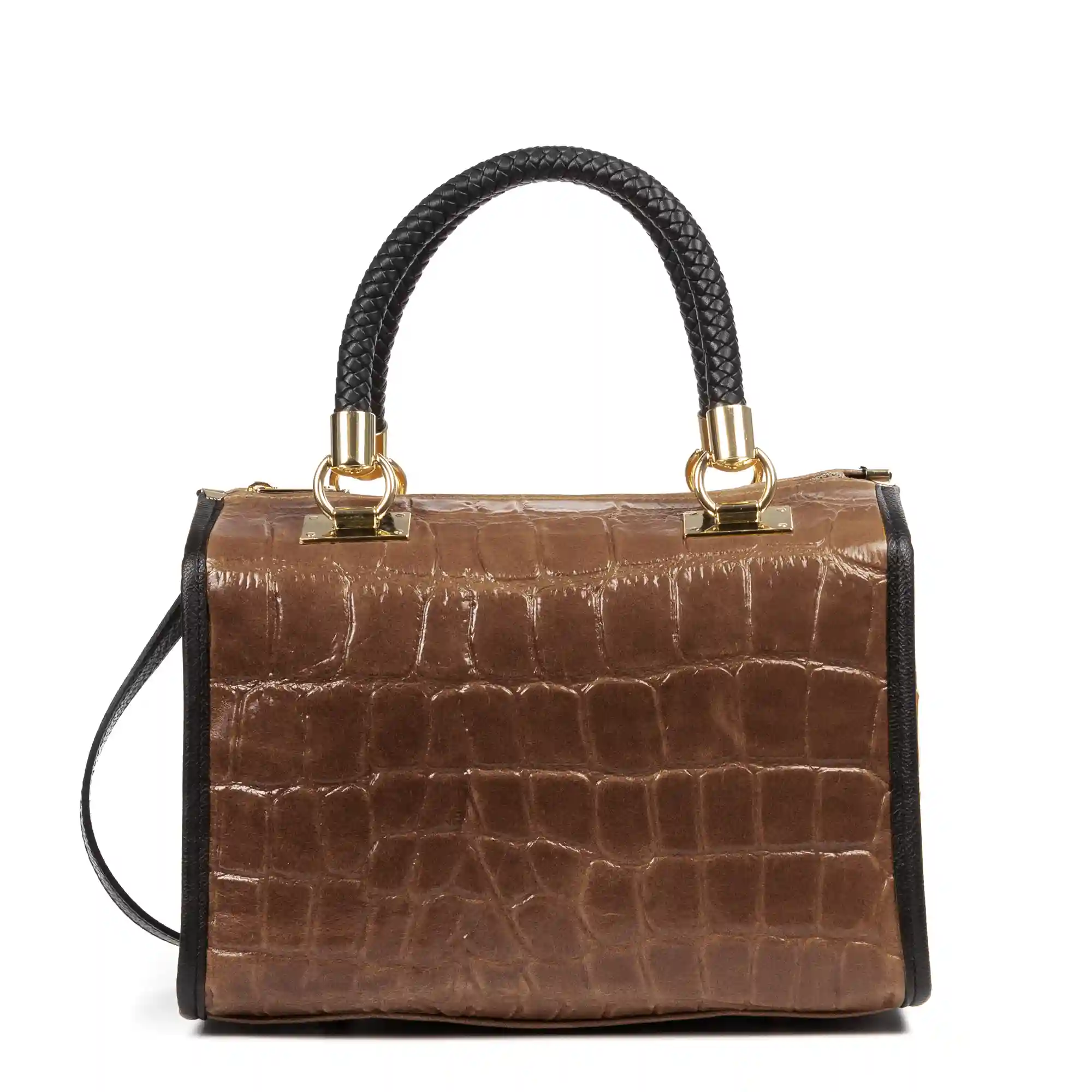 Firenze artegiani Catena Bolso tote Mujer. Piel auténtica Gamuza Grabado Cocodrilo Grande