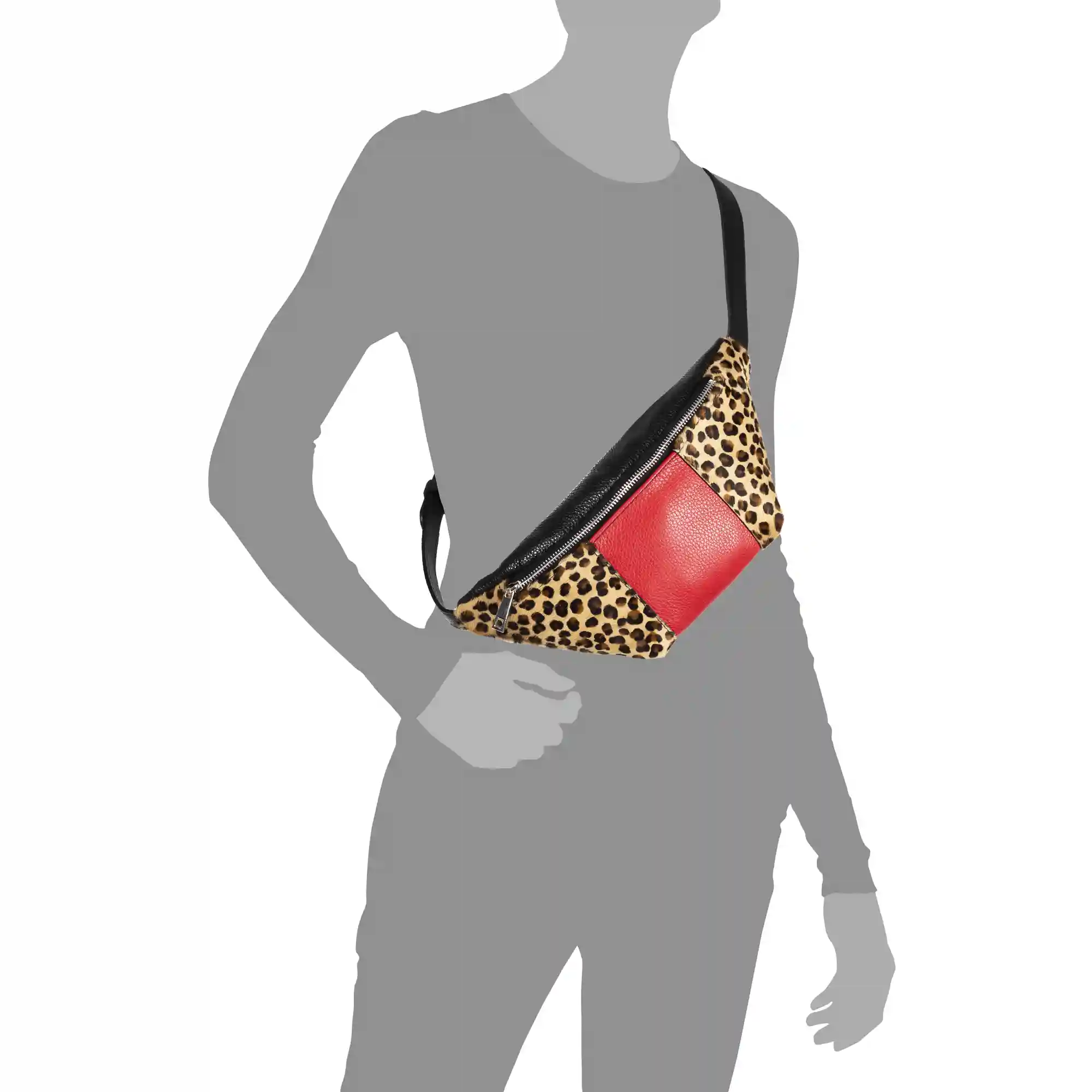 Firenze artegiani Arabela Riñonera de moda Unisex.Piel auténtica Cavallino Leopardo pq Dollaro Envío internacional gratuito