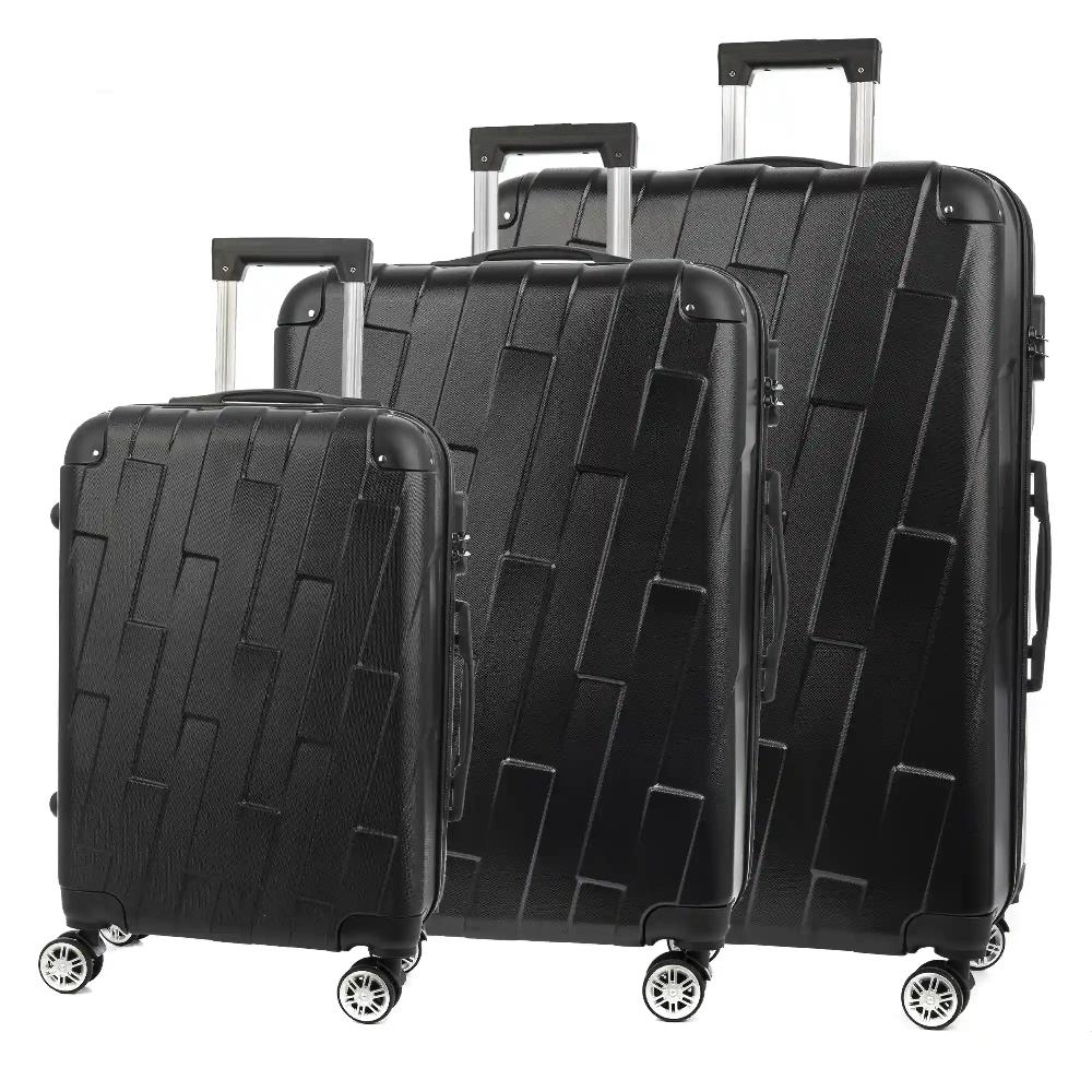 Firenze artegiani Juego de 3 maletas Trolley en material ligero ABS de alta resistencia con esquinas reforzadas. Cerradura numérica y 4 ruedas dobles giratorias 360°