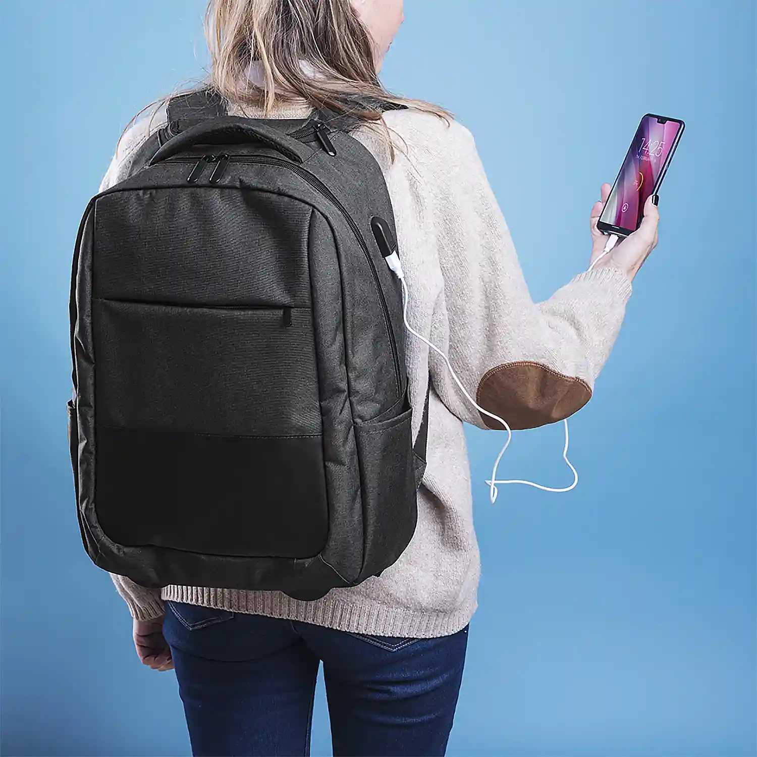 Firenze artegiani Mochila Trolley Conexión USB. Bolsillo Acolchado para Portátil. Cintas Acolchadas Gran oferta