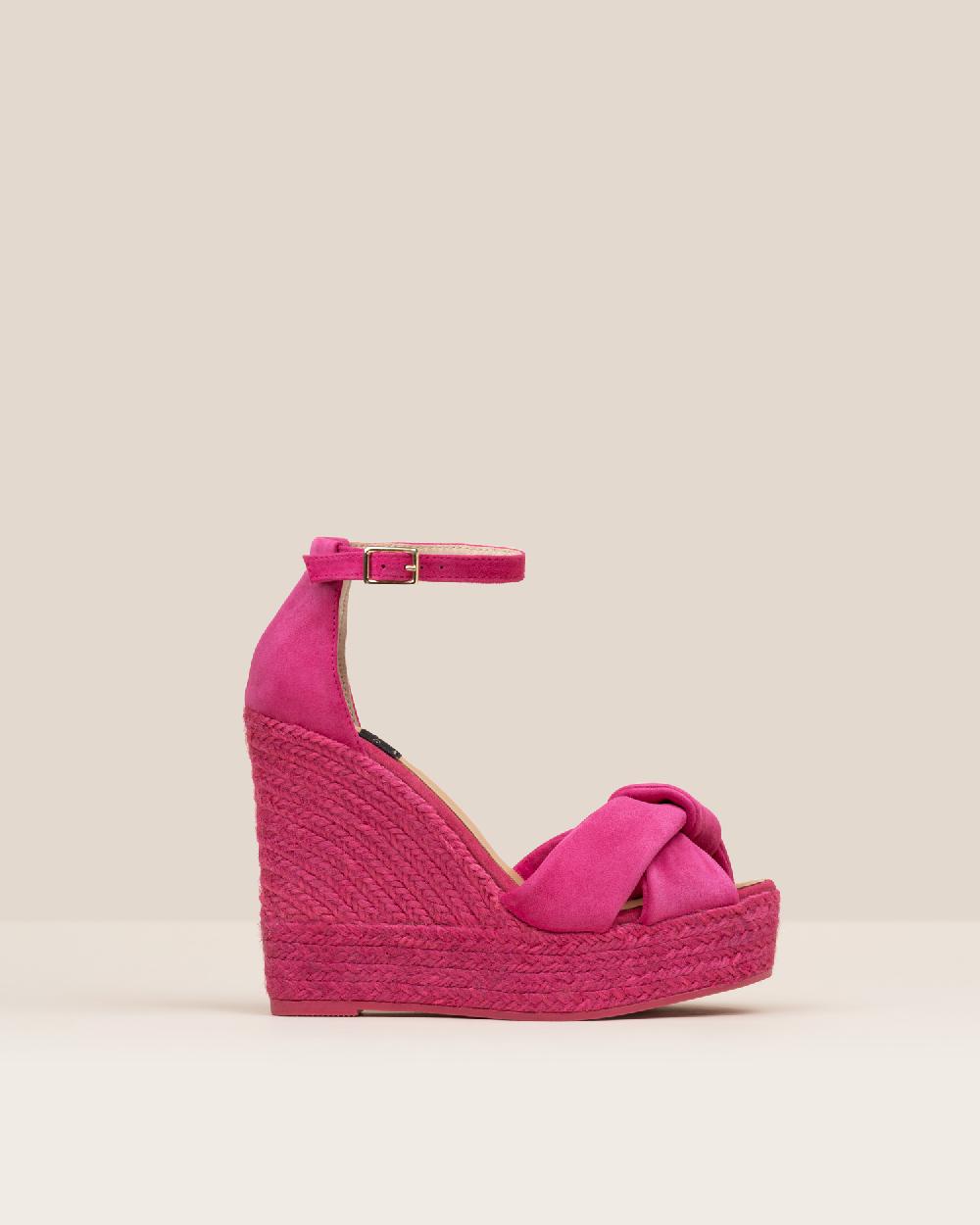 Gaimo espadrilles Slam FuxiaSandalia monocromática de cuña en piel con tubular Gaimo espadrilles Slam FuxiaSandalia monocromática de cuña en piel con tubular