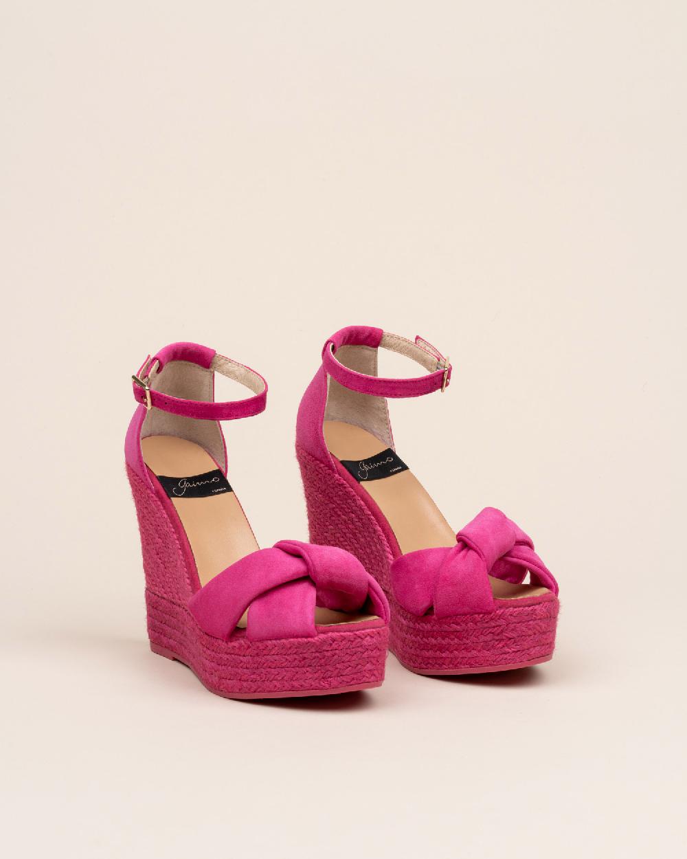 ﻿Gaimo espadrilles Slam FuxiaSandalia monocromática de cuña en piel con tubular Últimos 3 días