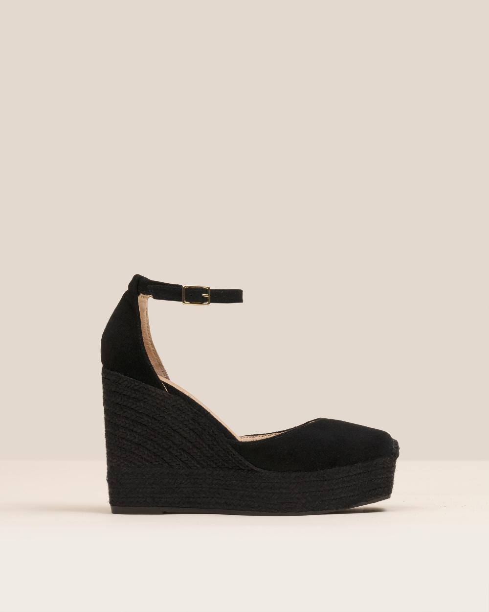 Gaimo espadrilles Sugus NegroAlpargatas de cuña monocolor en piel con hebilla Gaimo espadrilles Sugus NegroAlpargatas de cuña monocolor en piel con hebilla