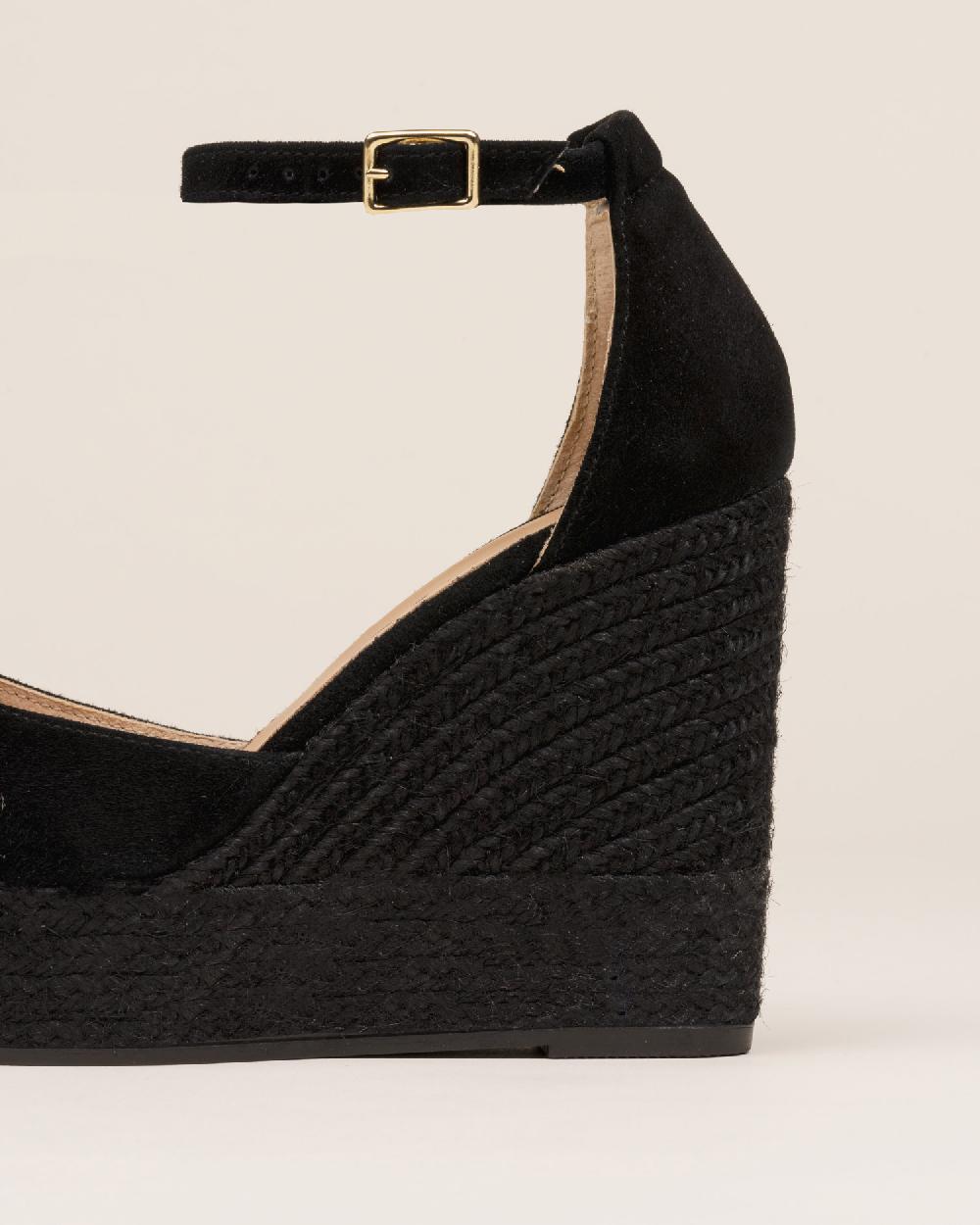 Gaimo espadrilles Sugus NegroAlpargatas de cuña monocolor en piel con hebilla COMPRAR AHORA
