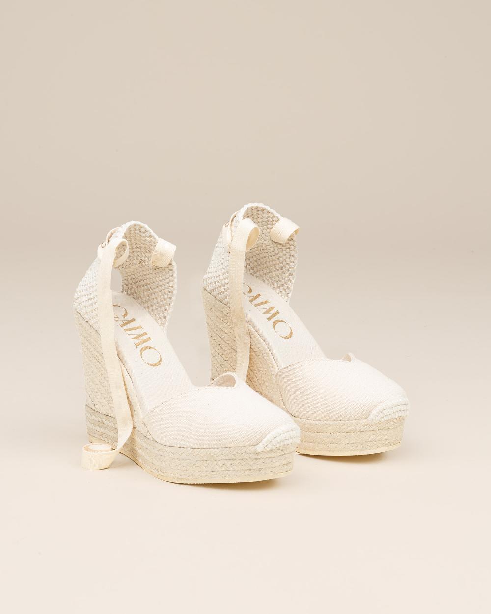 Gaimo espadrilles Tani CrudoAlpargatas de cuña alta monocolor en algodón con cintas Último día