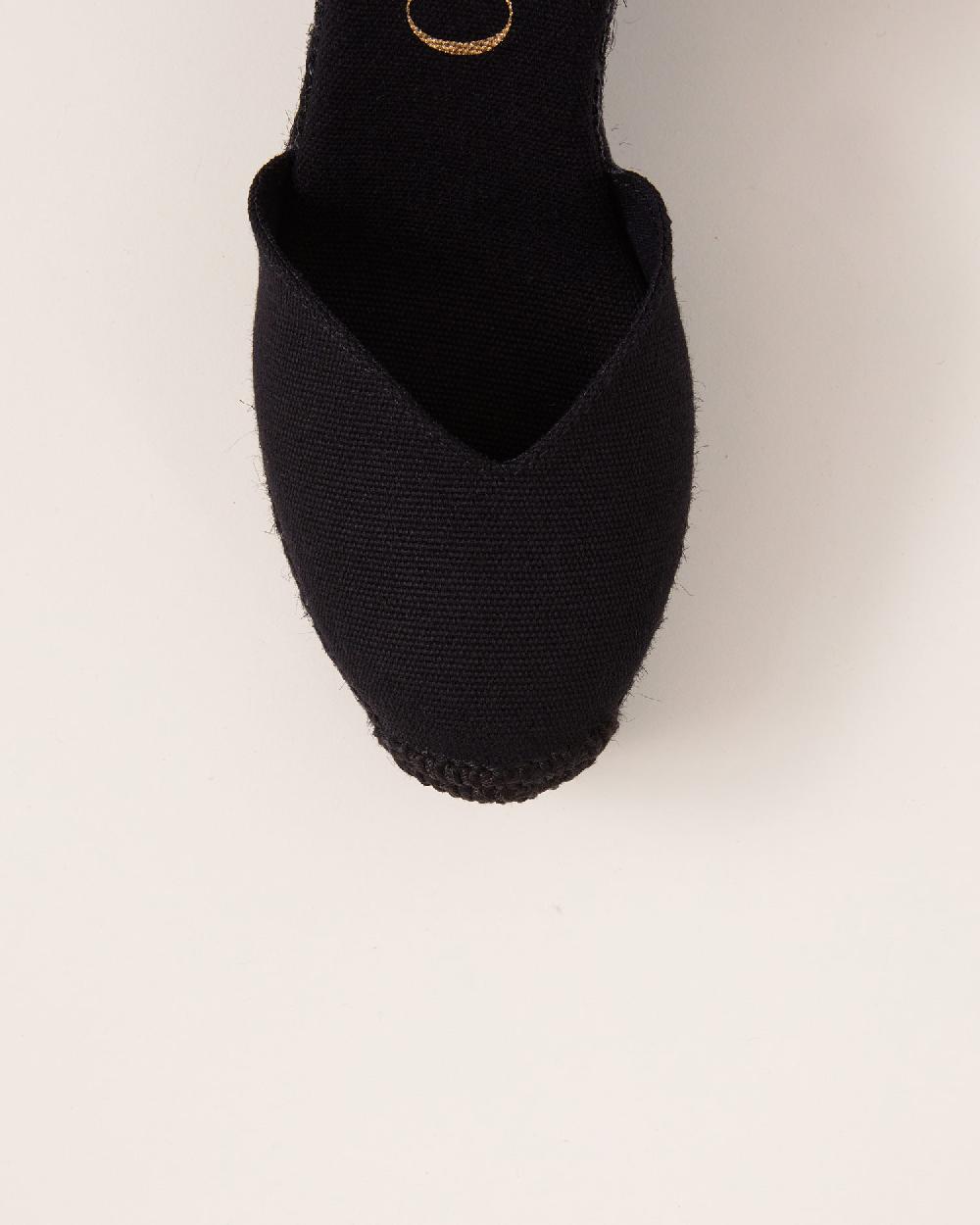 Gaimo espadrilles Tani NegroAlpargatas de cuña alta monocolor en algodón con cintas Solo hoy