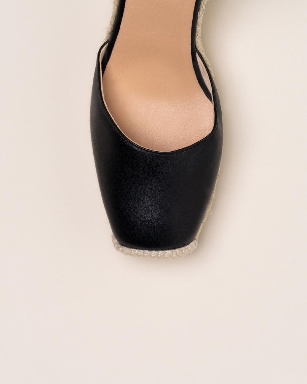 Gaimo espadrilles Gemi NegroAlpargata de cuña en piel super soft y cintas deshilachadas Promoción trimestral