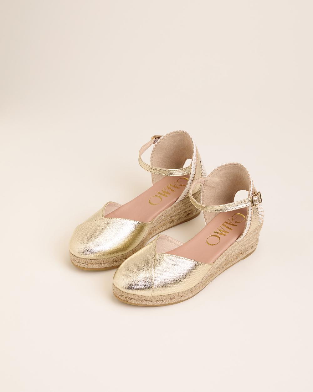 Gaimo espadrilles Copita Odin CarraraAlpargatas de cuña en piel grabada con escote pico Superdescuento