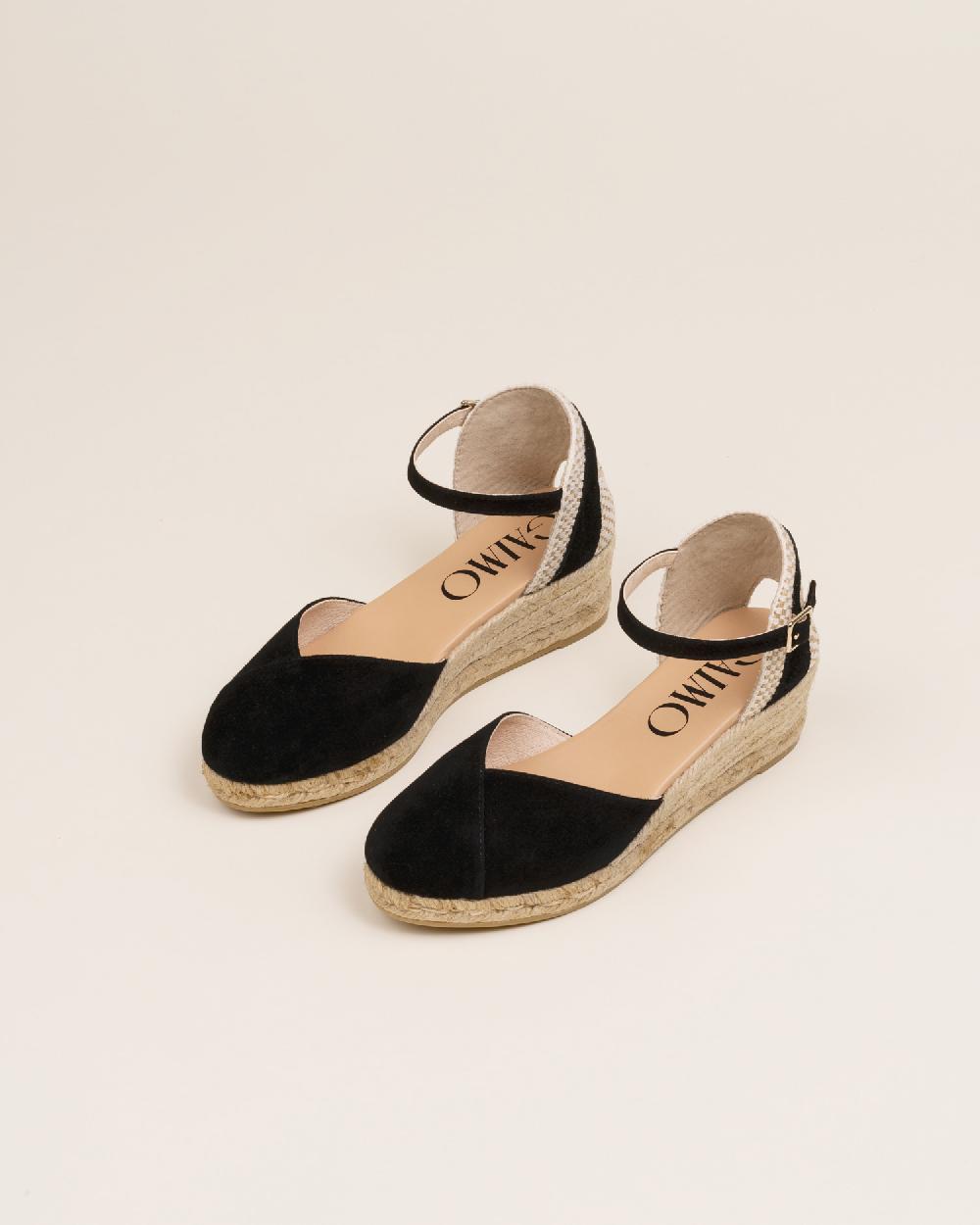 Gaimo espadrilles Copita NegroAlpargatas de cuña en piel con escote pico Liquidación