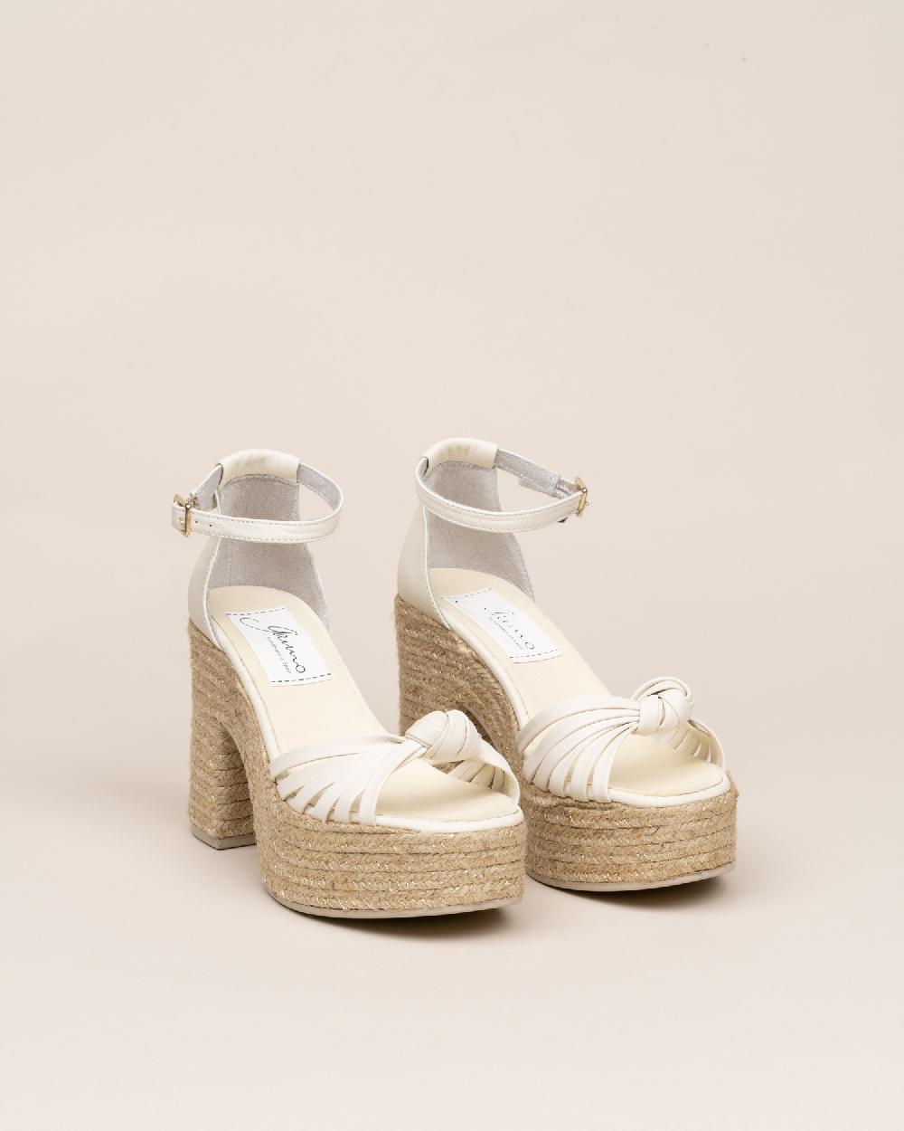 Gaimo espadrilles Melissa MarfilSandalias con tacón de yute en piel con detalle de nudo multitiras Precios de Black Friday