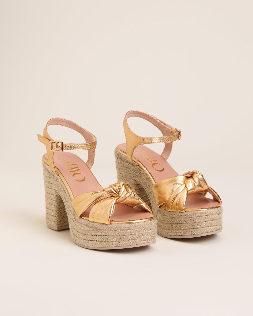Gaimo espadrilles Coque OroSandalias con tacón de yute en piel con tubular Libre de impuestos