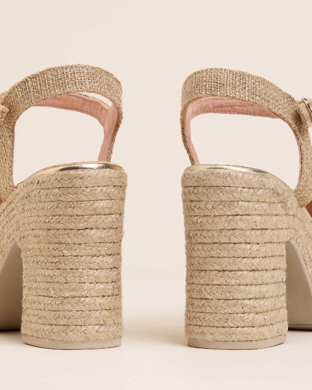 Gaimo espadrilles Natalis NaturalSandalias con tacón de yute en lino Descuentos del mes