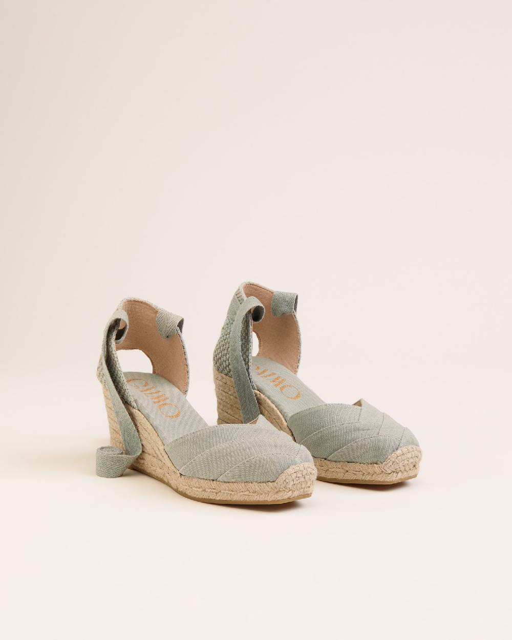 Gaimo espadrilles Tobi SalviaAlpargatas de cuña en algodón con cintas con punta cuadrada Descuento por venta flash
