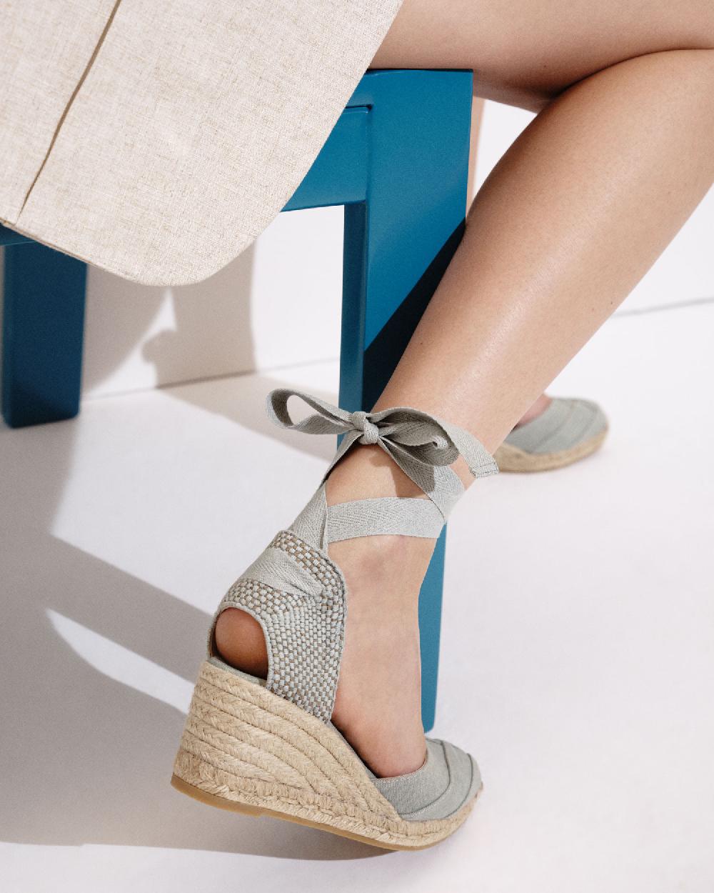 Gaimo espadrilles Tobi SalviaAlpargatas de cuña en algodón con cintas con punta cuadrada Descuento por venta flash