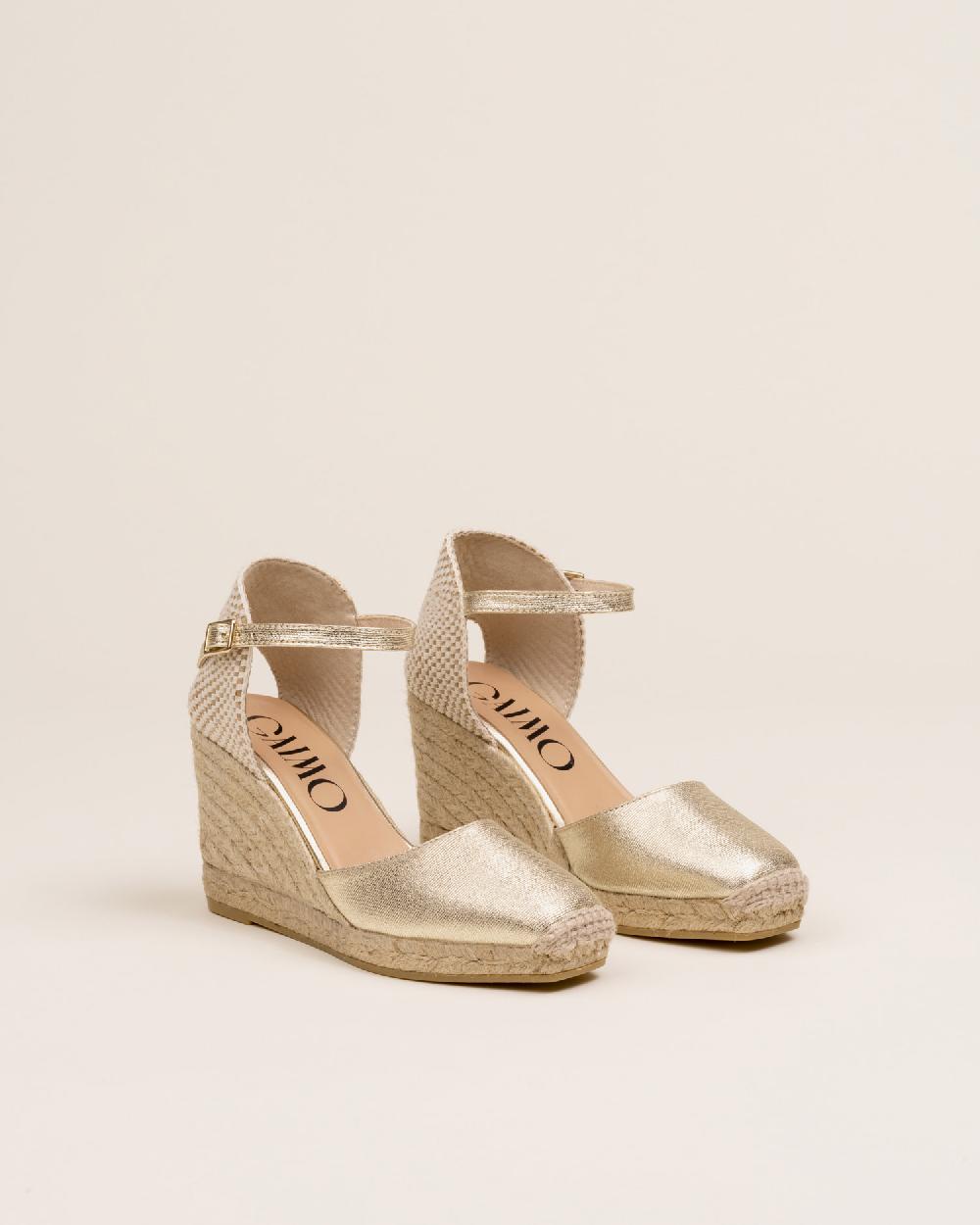 Gaimo espadrilles Yosie7 CarraraAlpargatas de cuña en piel grabada con punta cuadrada Devoluciones gratuitas