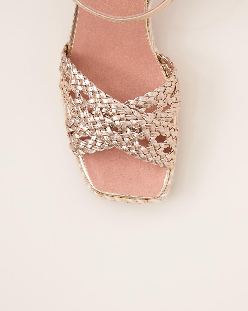 Gaimo espadrilles Pernis PlatinoSandalias con tacón de yute en piel trenzada En línea