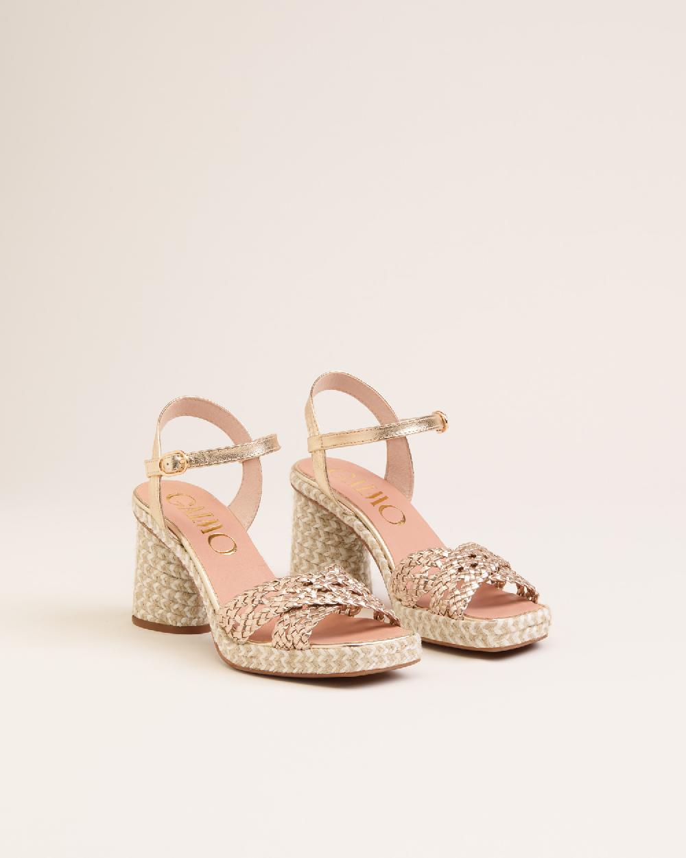 Gaimo espadrilles Pernis PlatinoSandalias con tacón de yute en piel trenzada En línea