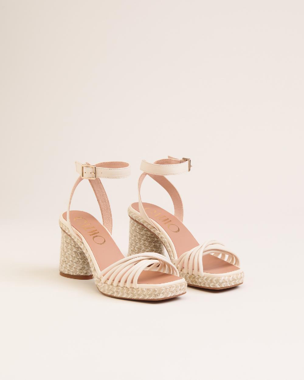 Gaimo espadrilles Fusca MarfilSandalias con tacón de yute en piel con detalle multitiras Outlet online